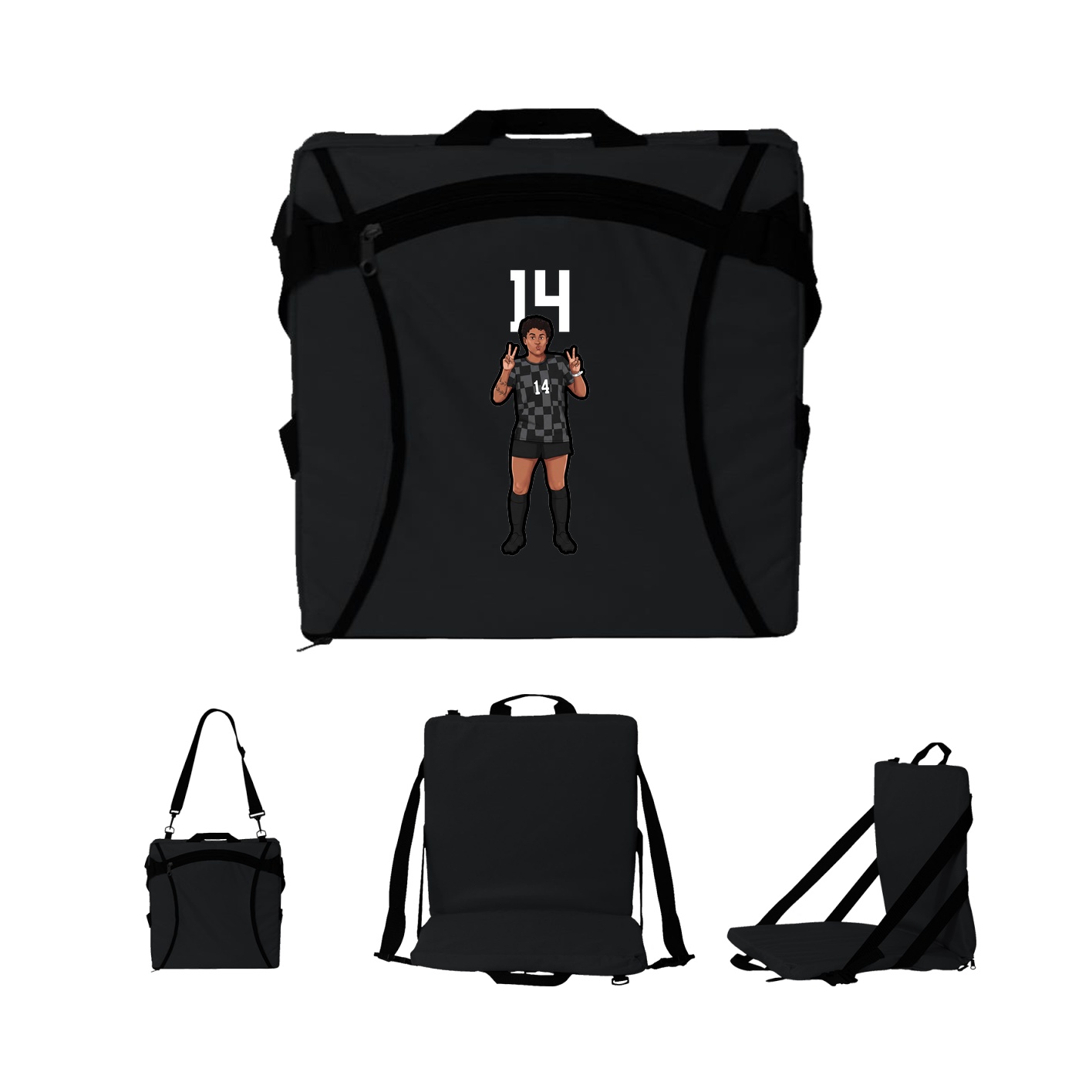 Folding Stadium Seat — Number Top in Black