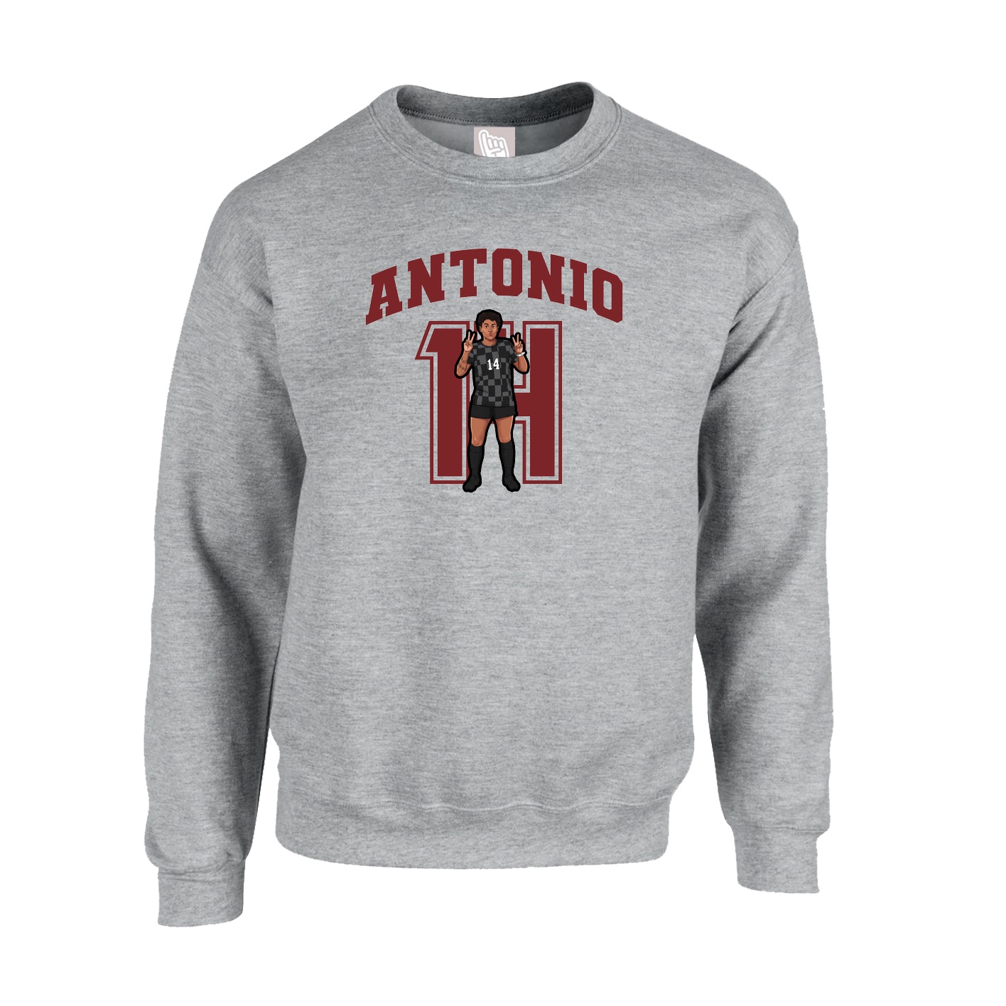 Fleece Crew — Number in Grey