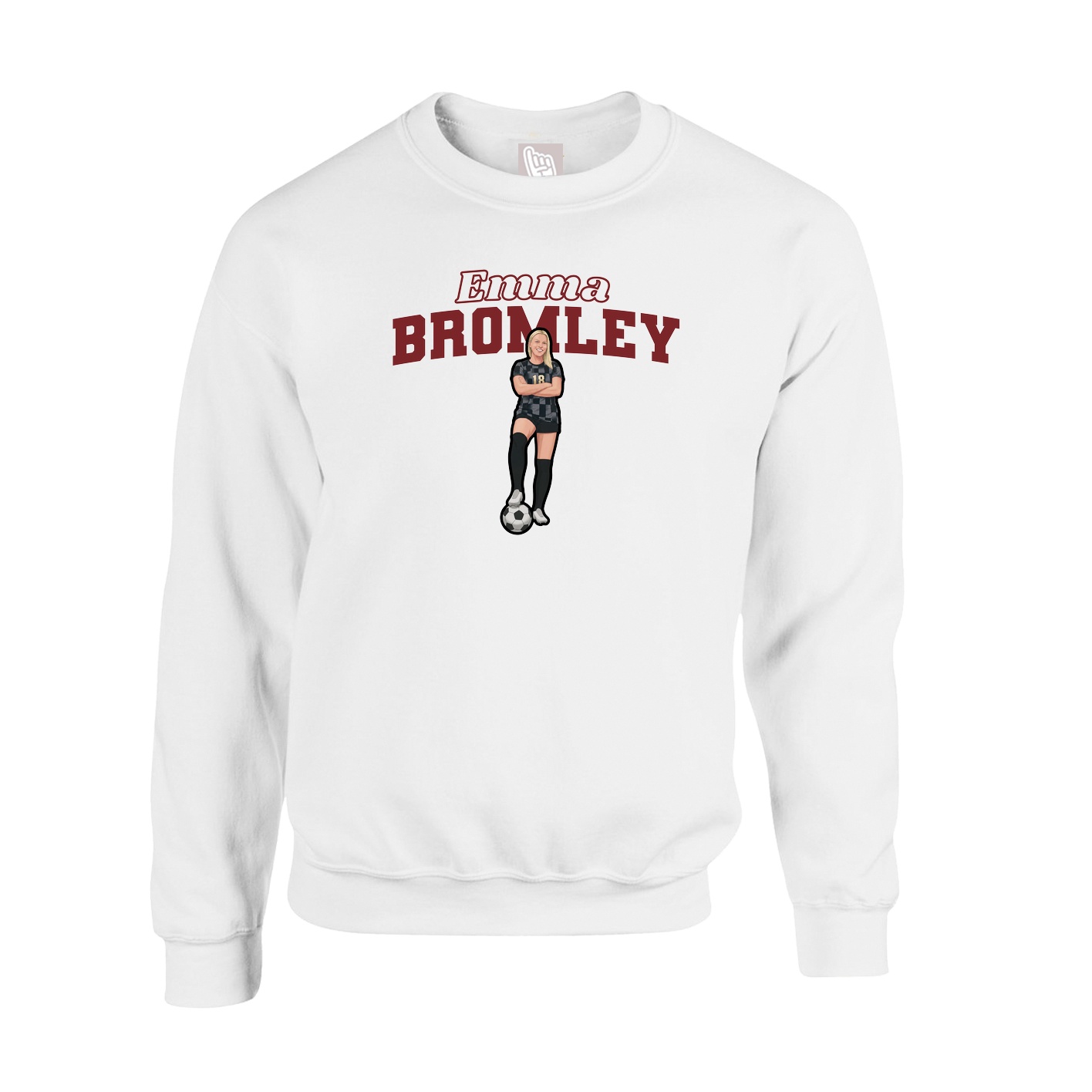 Fleece Crew — Name Arch in White
