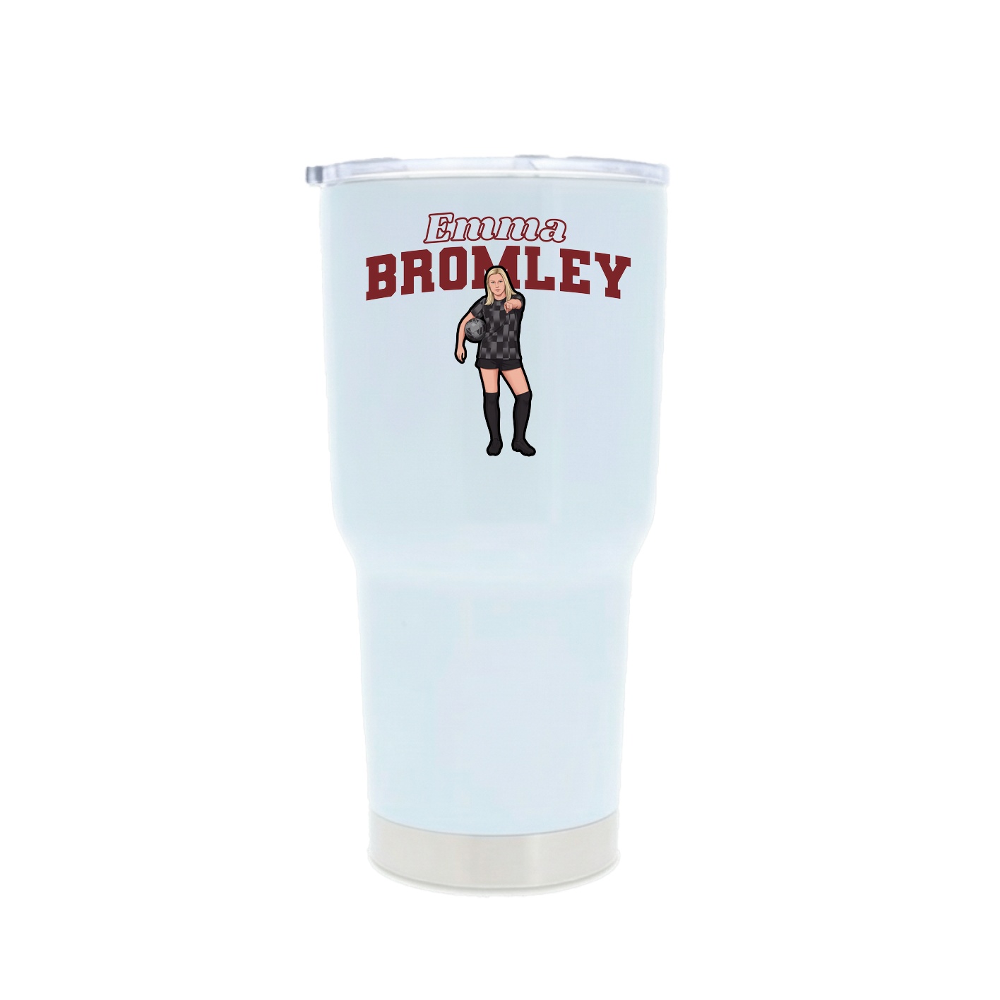 30oz Stainless Steel Tumbler — Name Arch in White