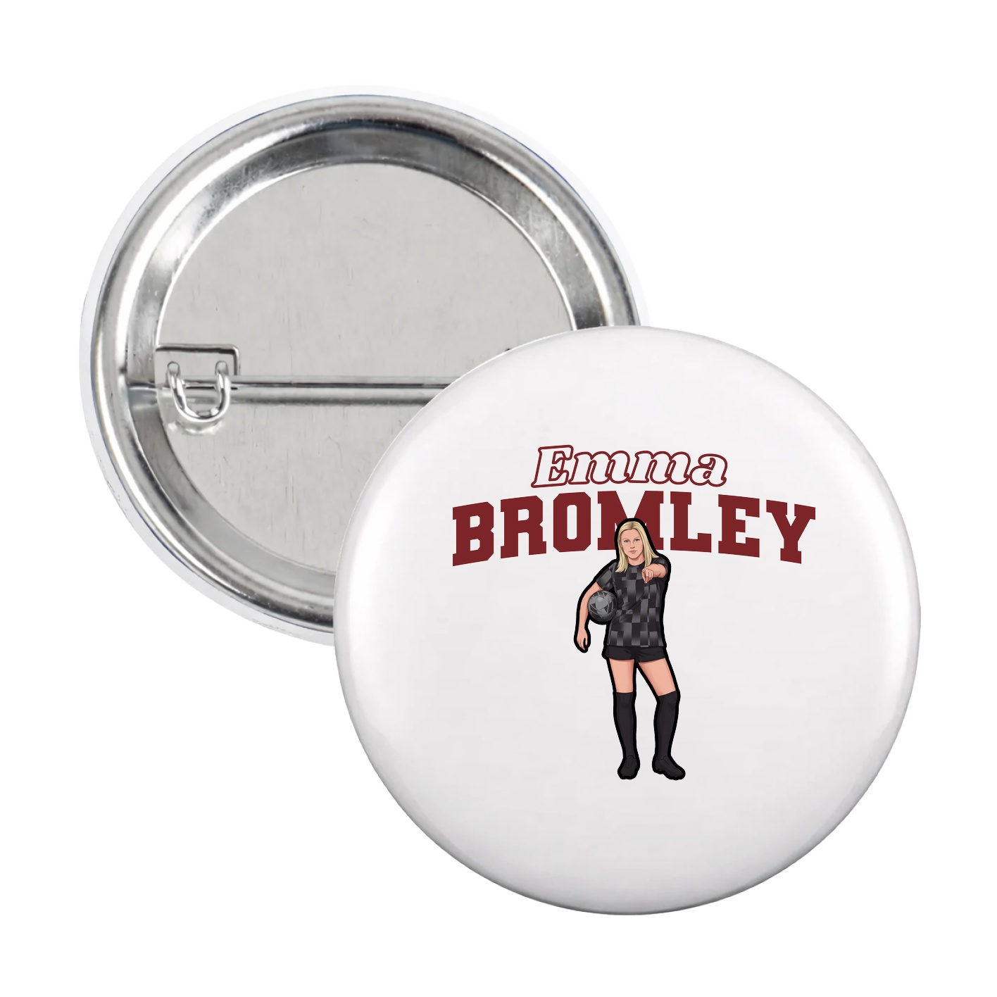 Game Day Button — Name Arch in White