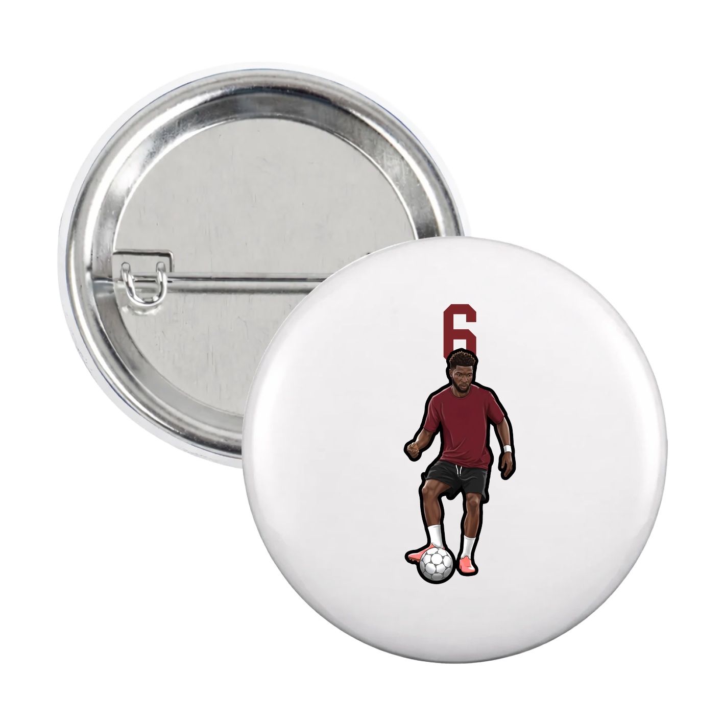 Game Day Button — Number Top in White