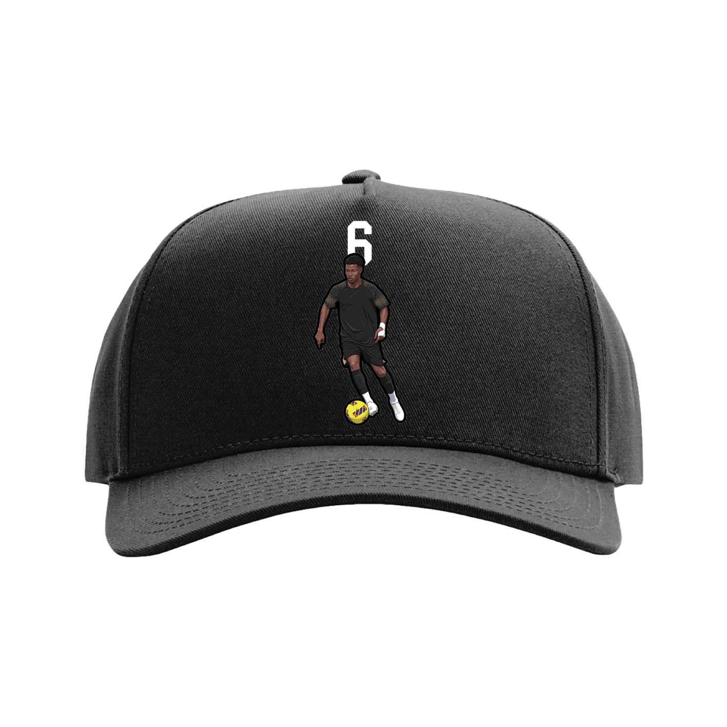 Full Fabric Five-Panel Champ Cap — Number Top in Black