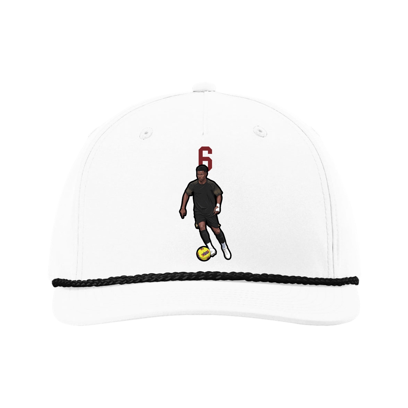 Five-Panel Classic Rope Cap — Number Top in White