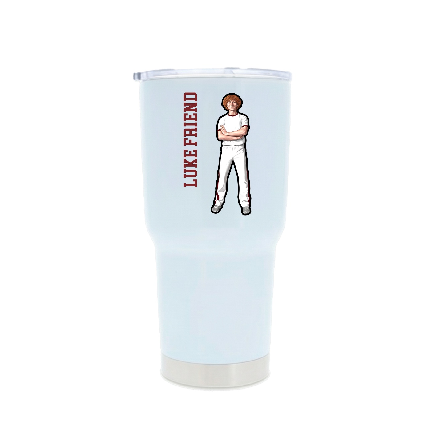 30oz Stainless Steel Tumbler — Name Vertical in White