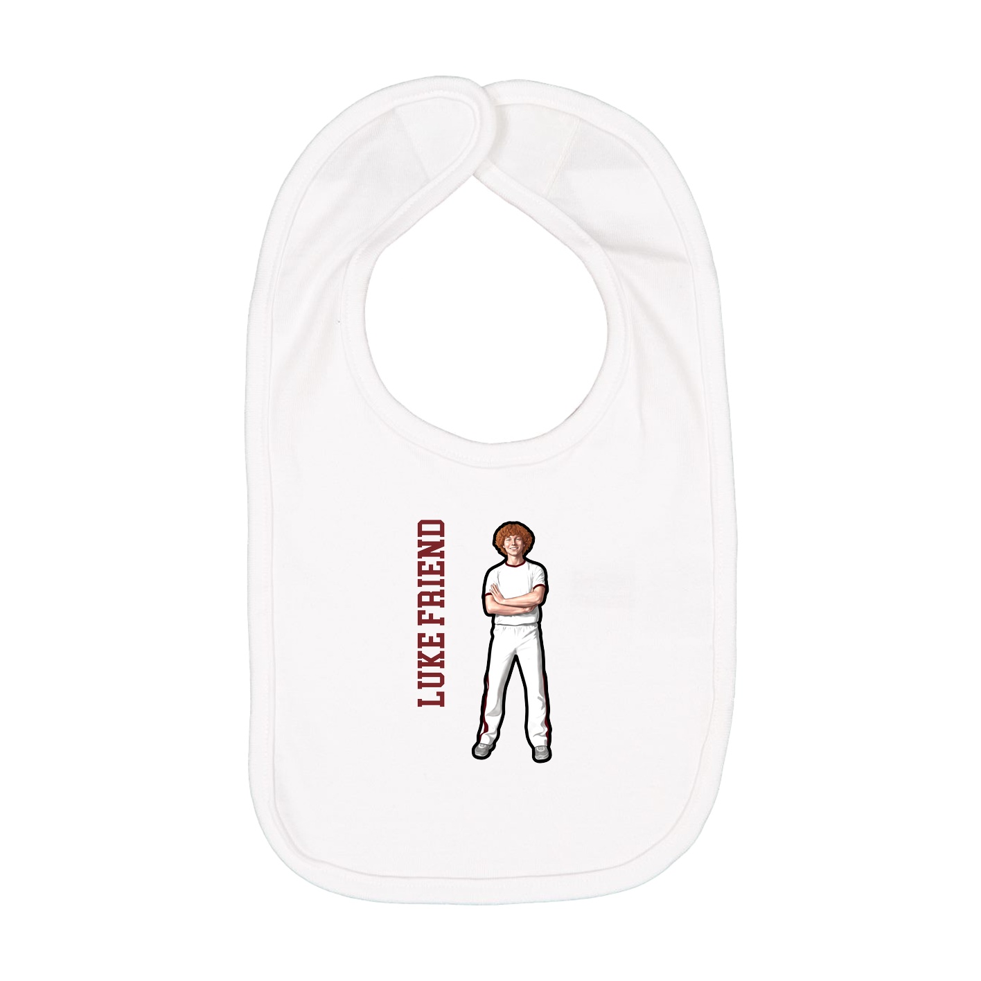 Infant Bib — Name Vertical in White