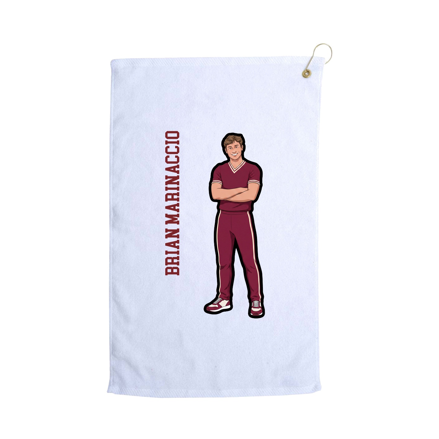 Golf Towel — Name Vertical in White