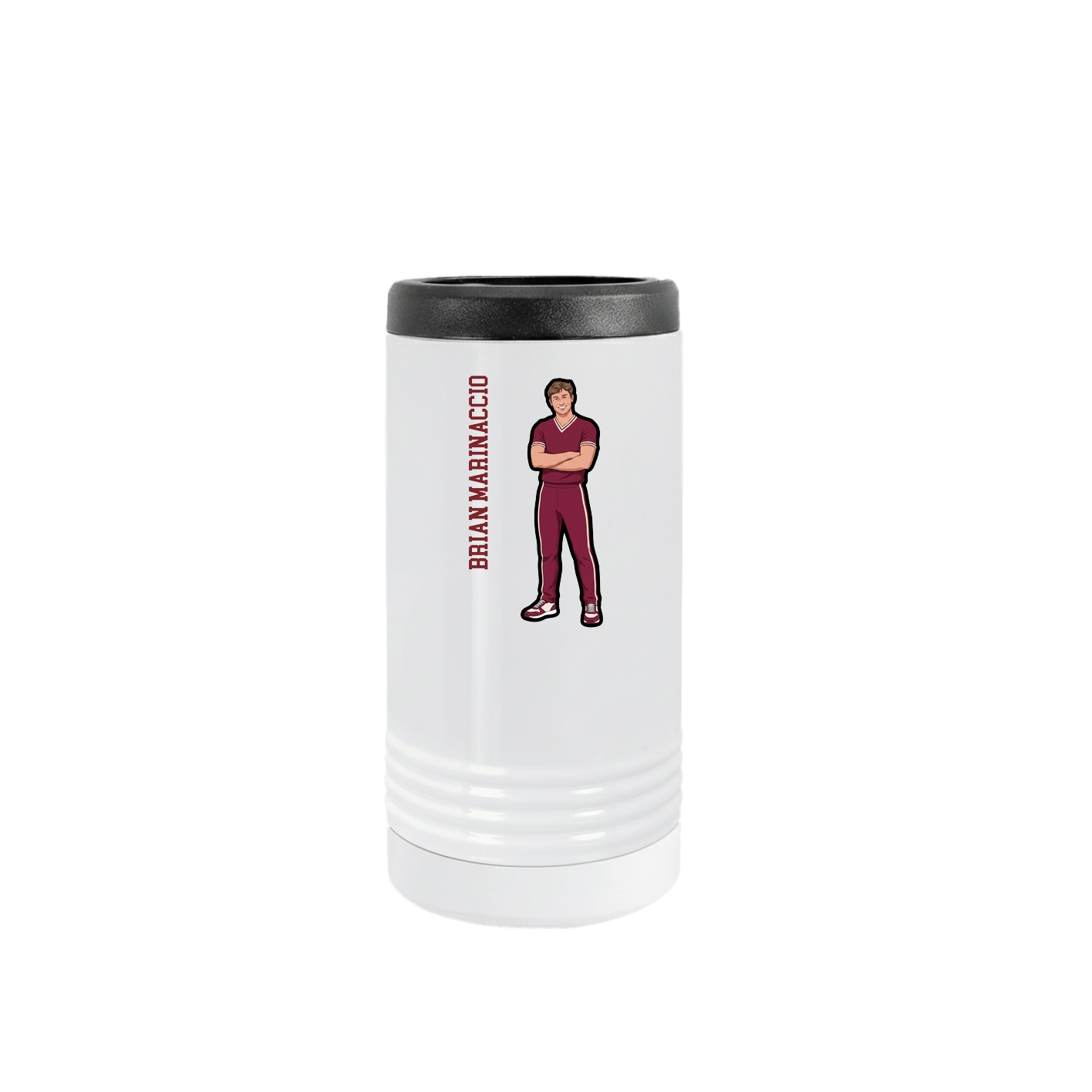 Slim Beverage Holder — Name Vertical in White