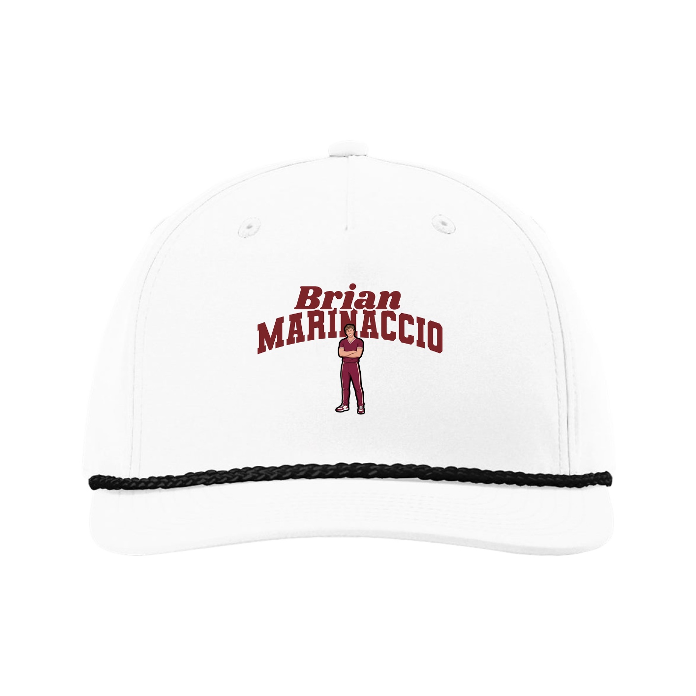 Five-Panel Classic Rope Cap — Signature Arch in White