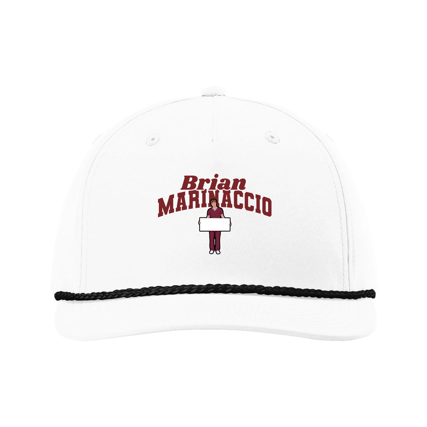 Five-Panel Classic Rope Cap — Signature Arch in White
