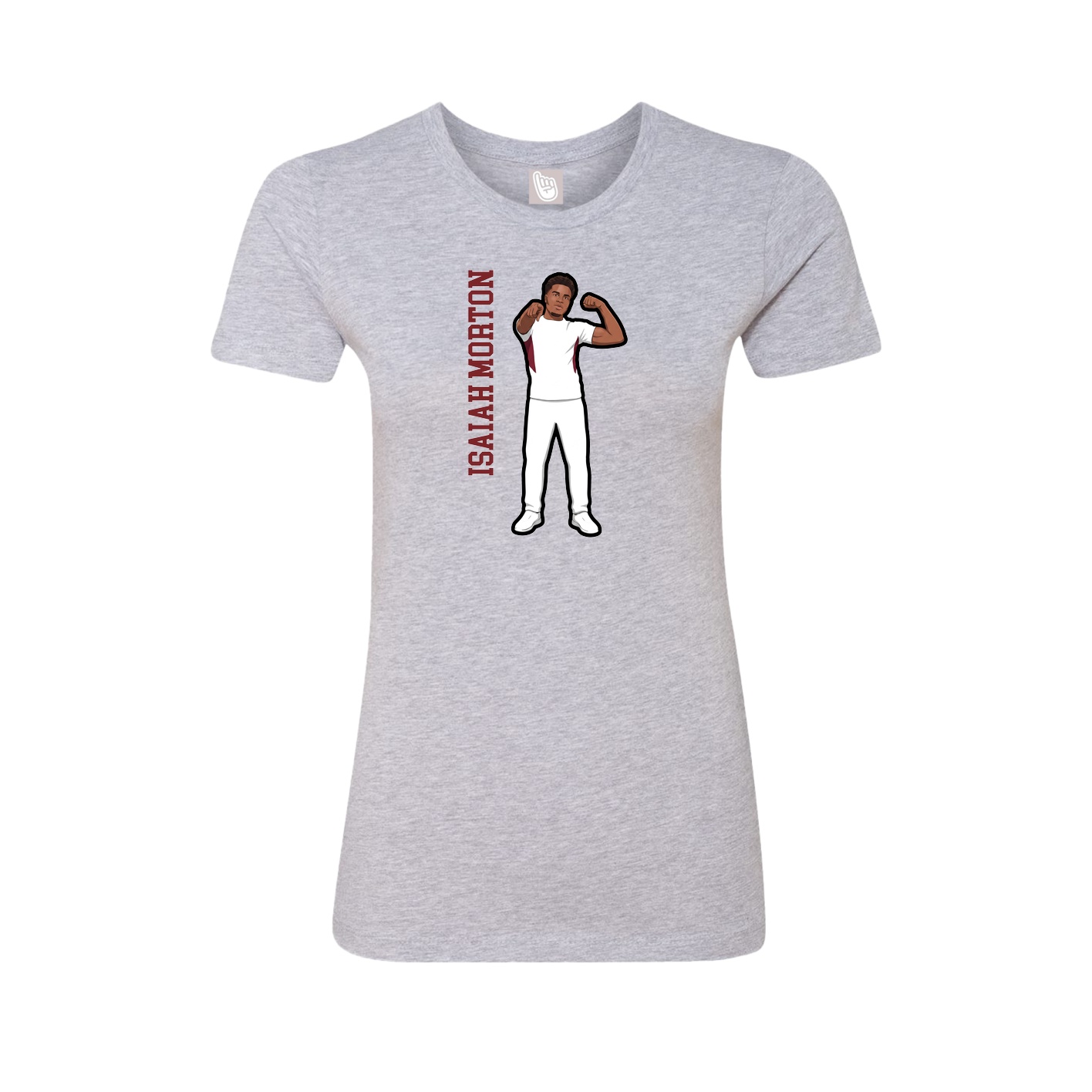 Fitted Women's Tee — Name Vertical in Grey
