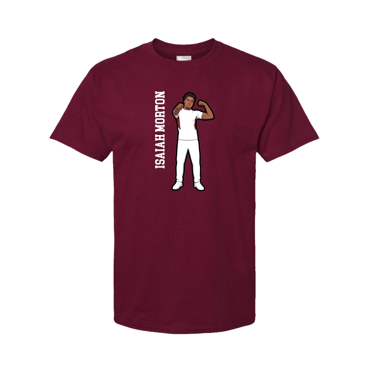 Youth Tee — Name Vertical in Cardinal