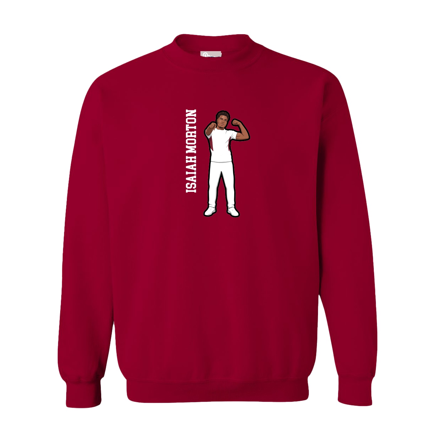 Fleece Crew — Name Vertical in Cardinal