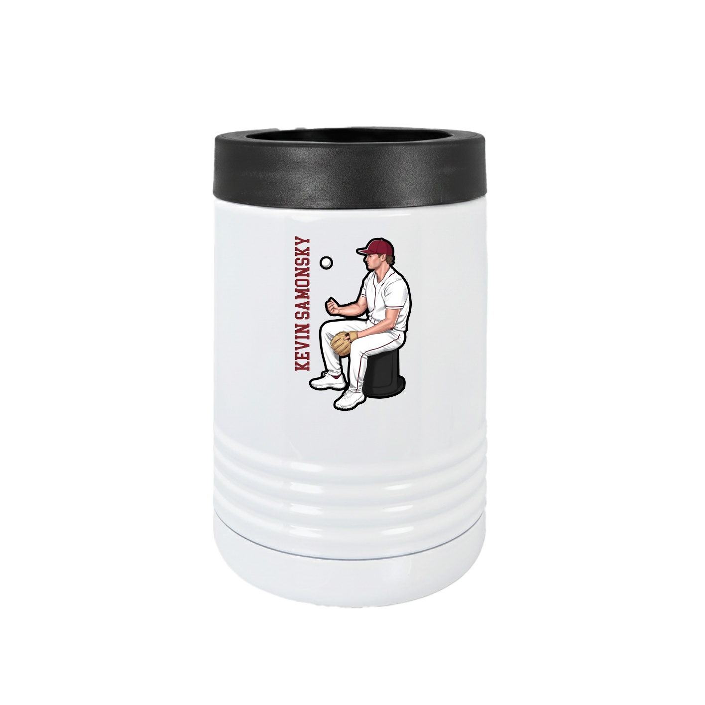 Beverage Holder — Name Vertical in White