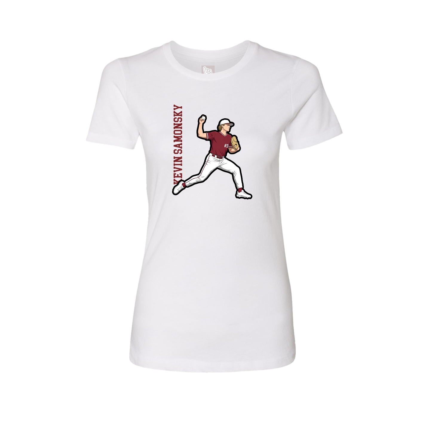 Fitted Women's Tee — Name Vertical in White