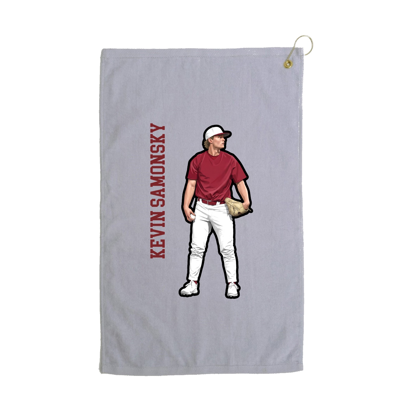 Golf Towel — Name Vertical in Grey