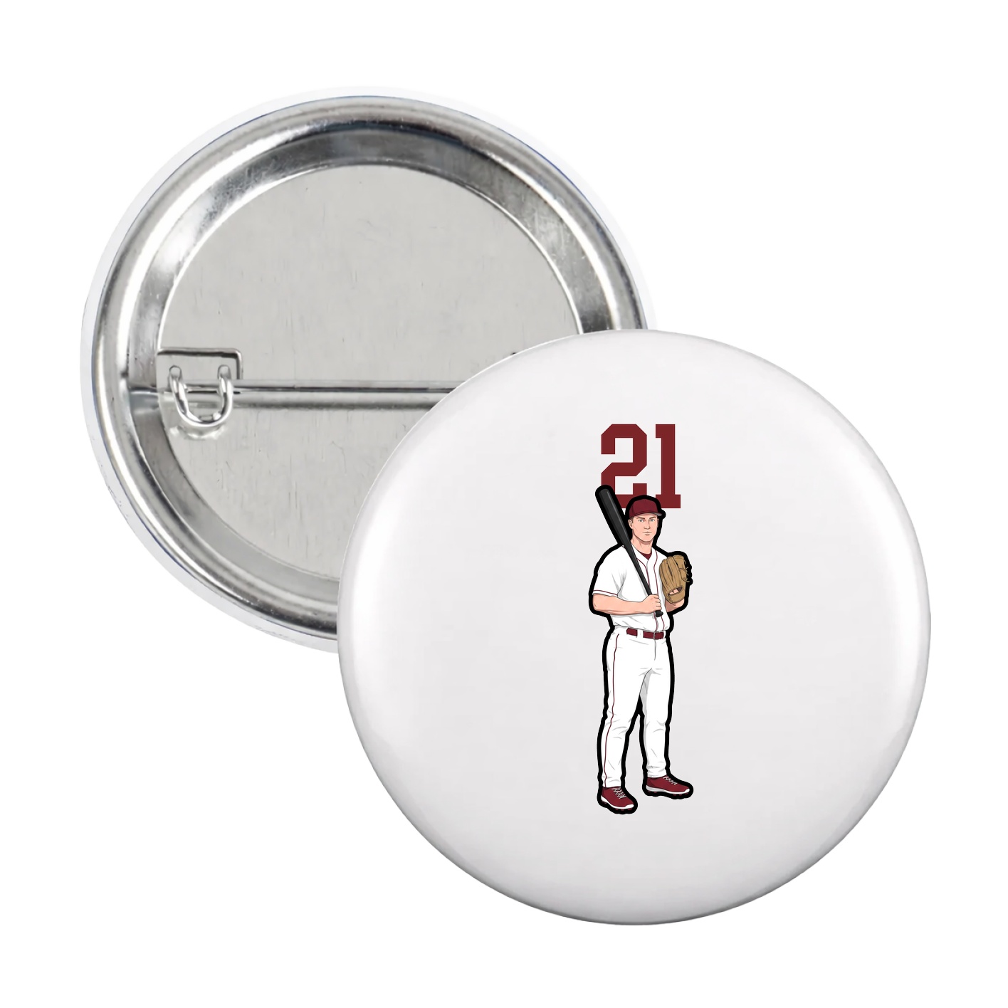 Game Day Button — Number Top in White