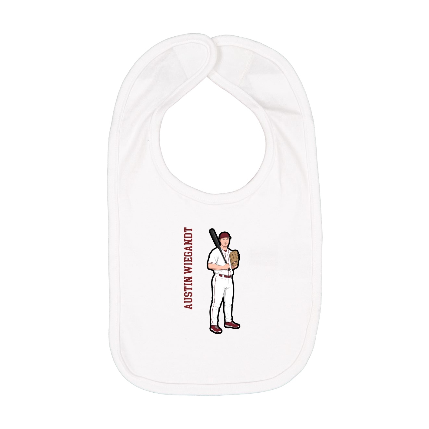 Infant Bib — Name Vertical in White