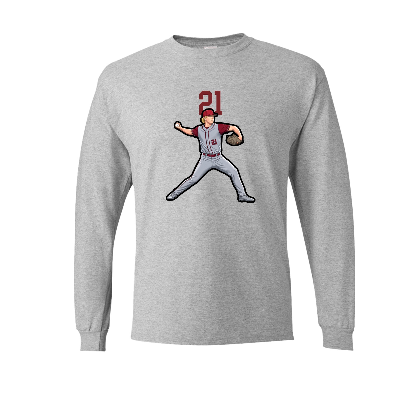 Long Sleeve Tee — Number Top in Grey