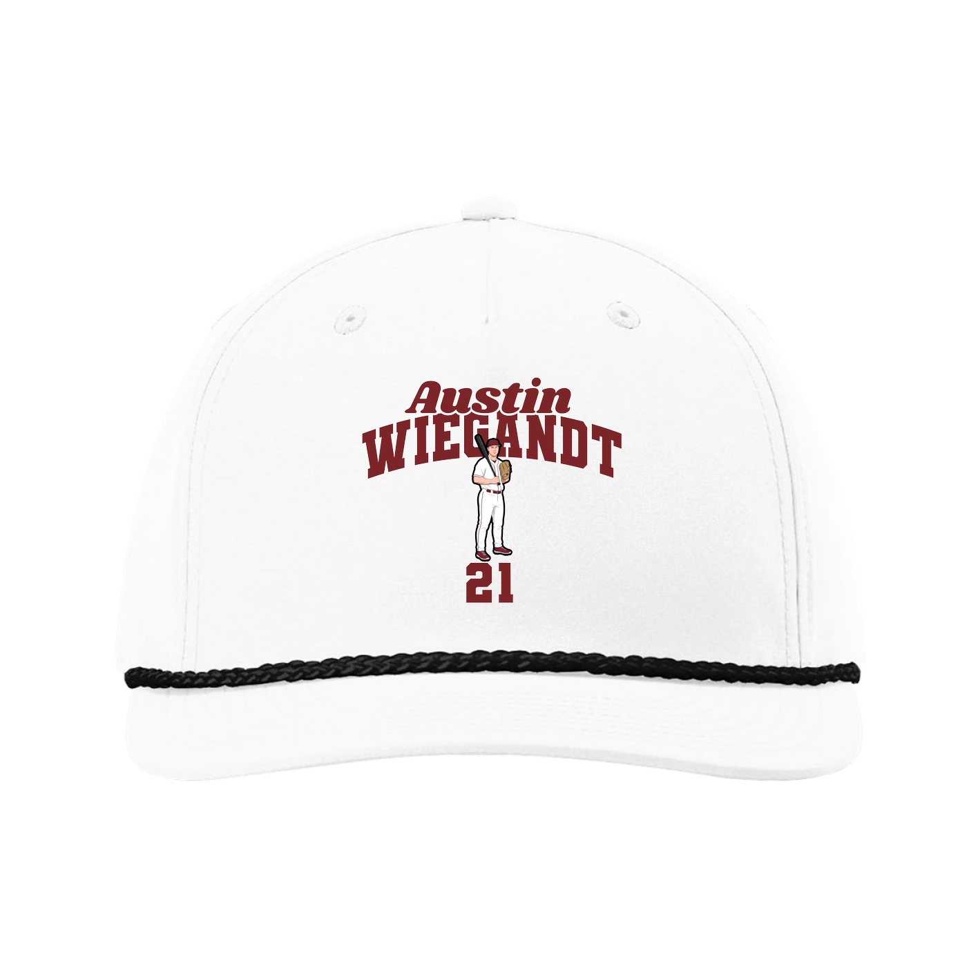 Five-Panel Classic Rope Cap — Signature Arch in White