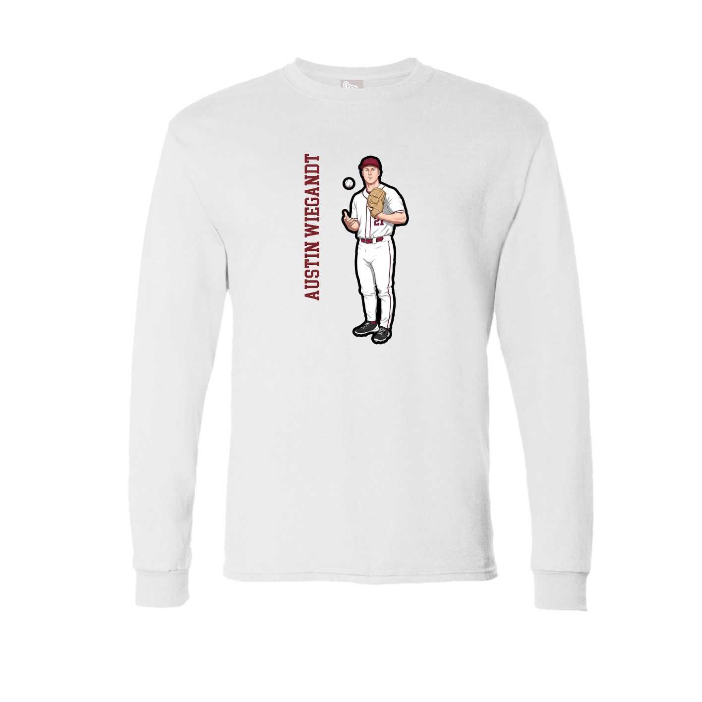 Long Sleeve Tee — Name Vertical in White