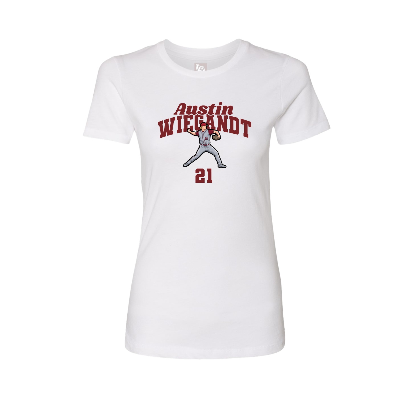 Fitted Women's Tee — Signature Arch in White
