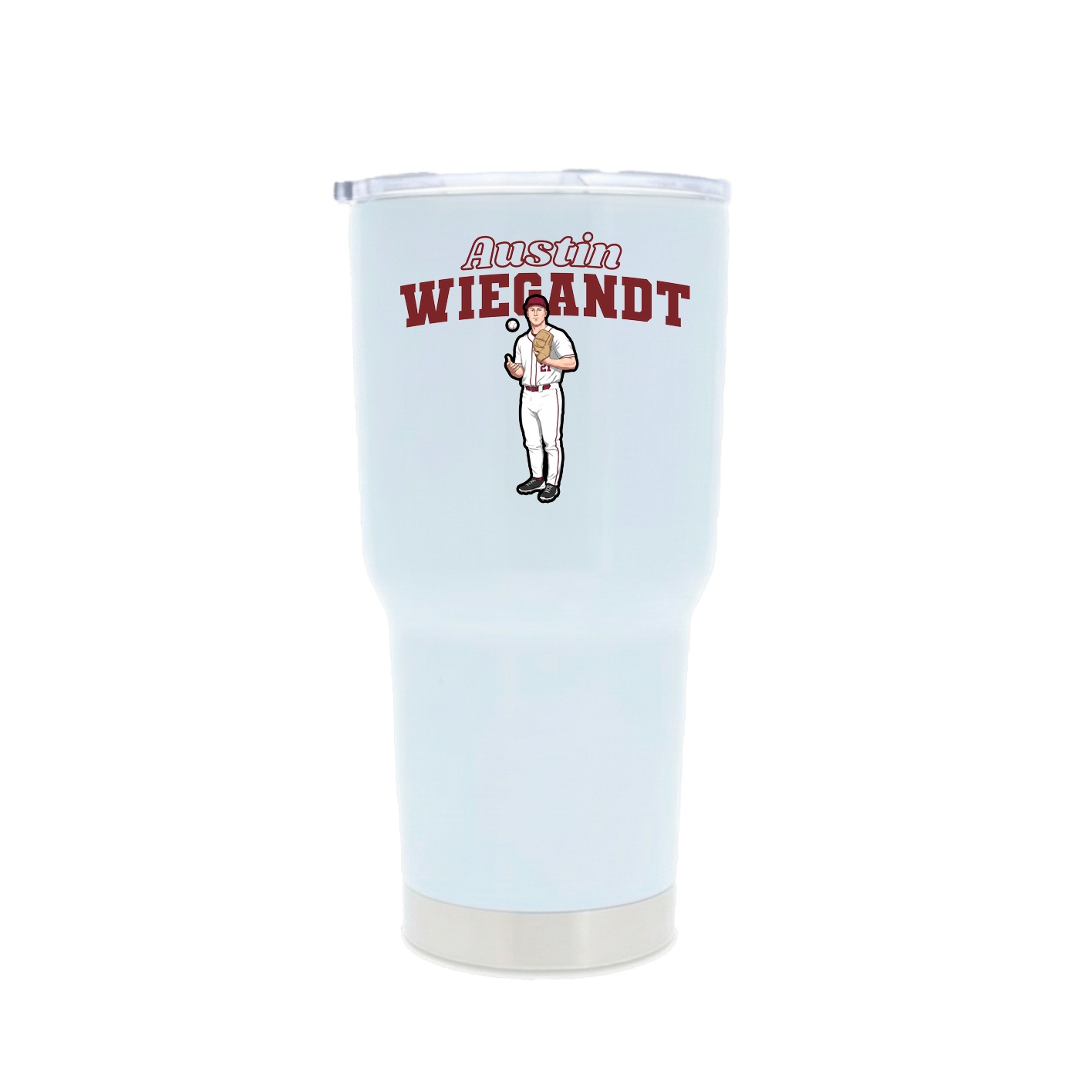 30oz Stainless Steel Tumbler — Name Arch in White