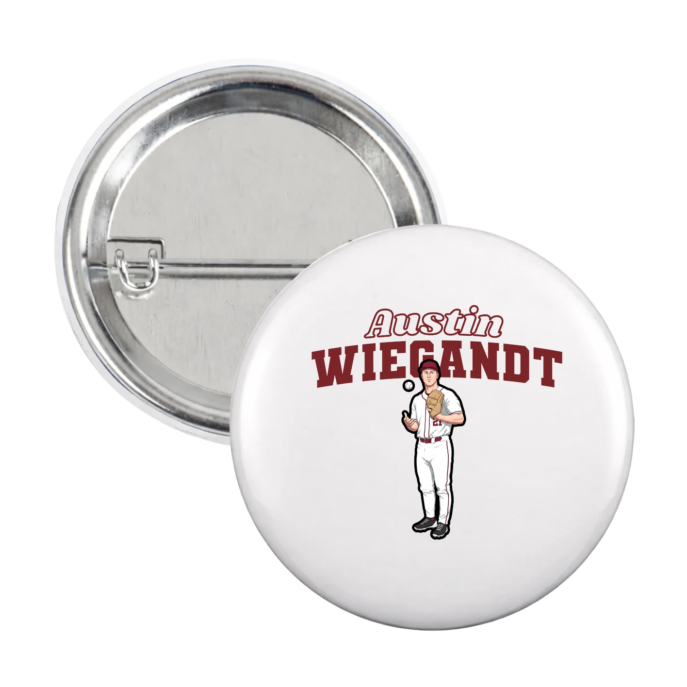 Game Day Button — Name Arch in White