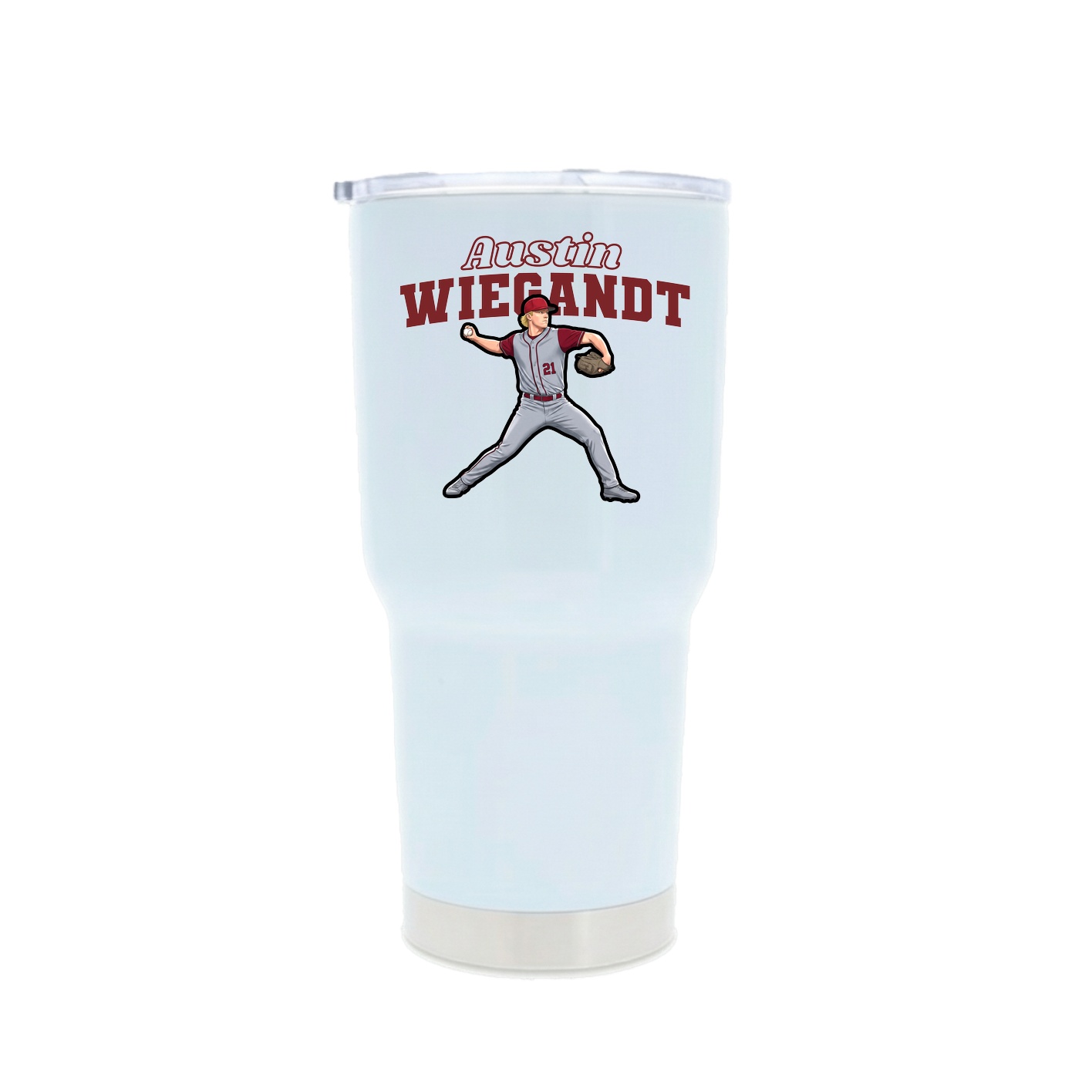 30oz Stainless Steel Tumbler — Name Arch in White