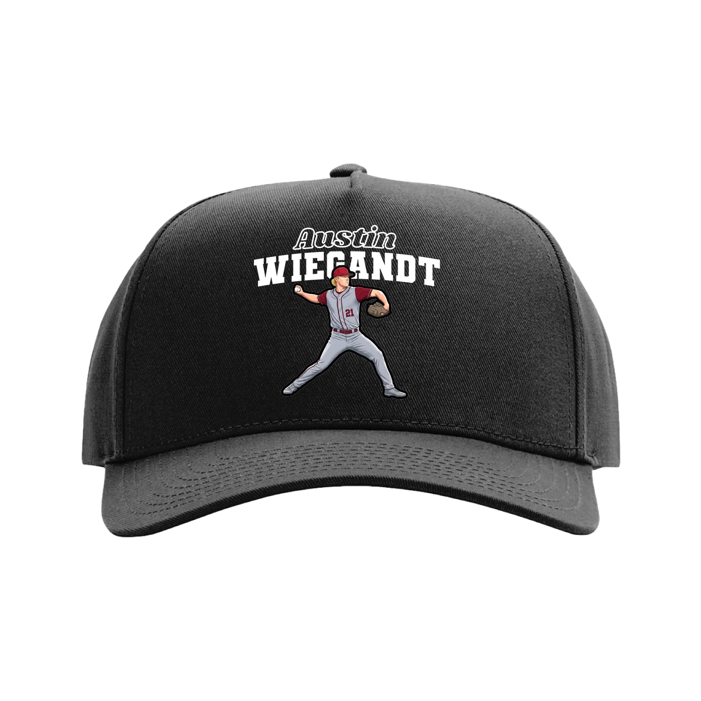 Full Fabric Five-Panel Champ Cap — Name Arch in Black