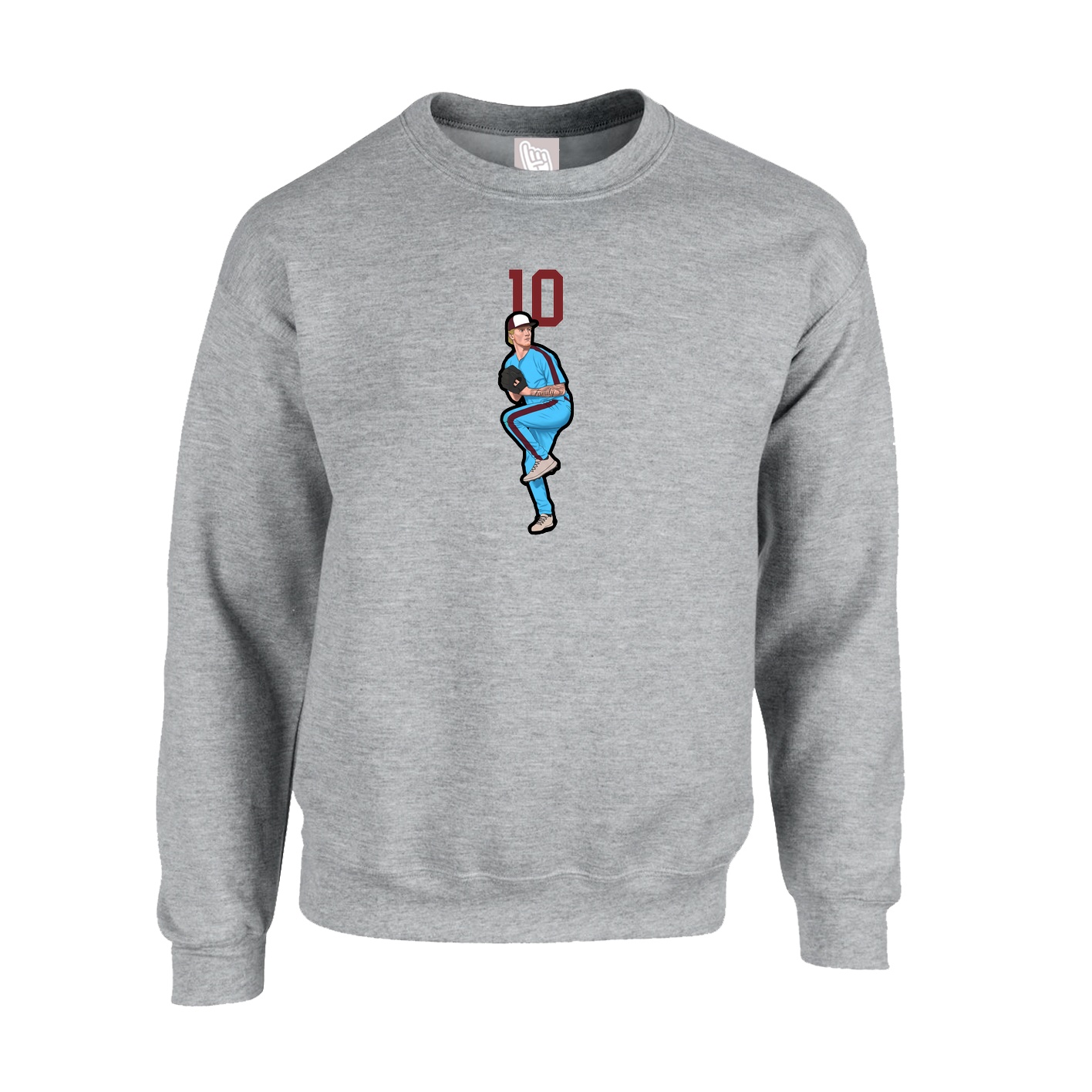 Fleece Crew — Number Top in Grey
