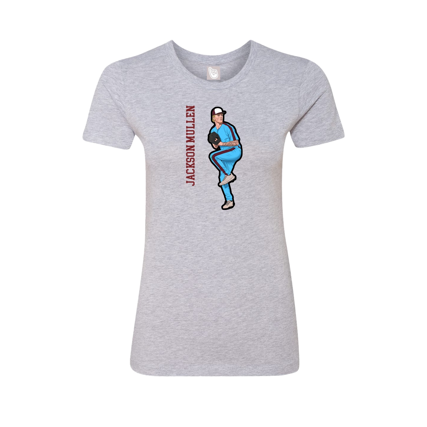 Fitted Women's Tee — Name Vertical in Grey