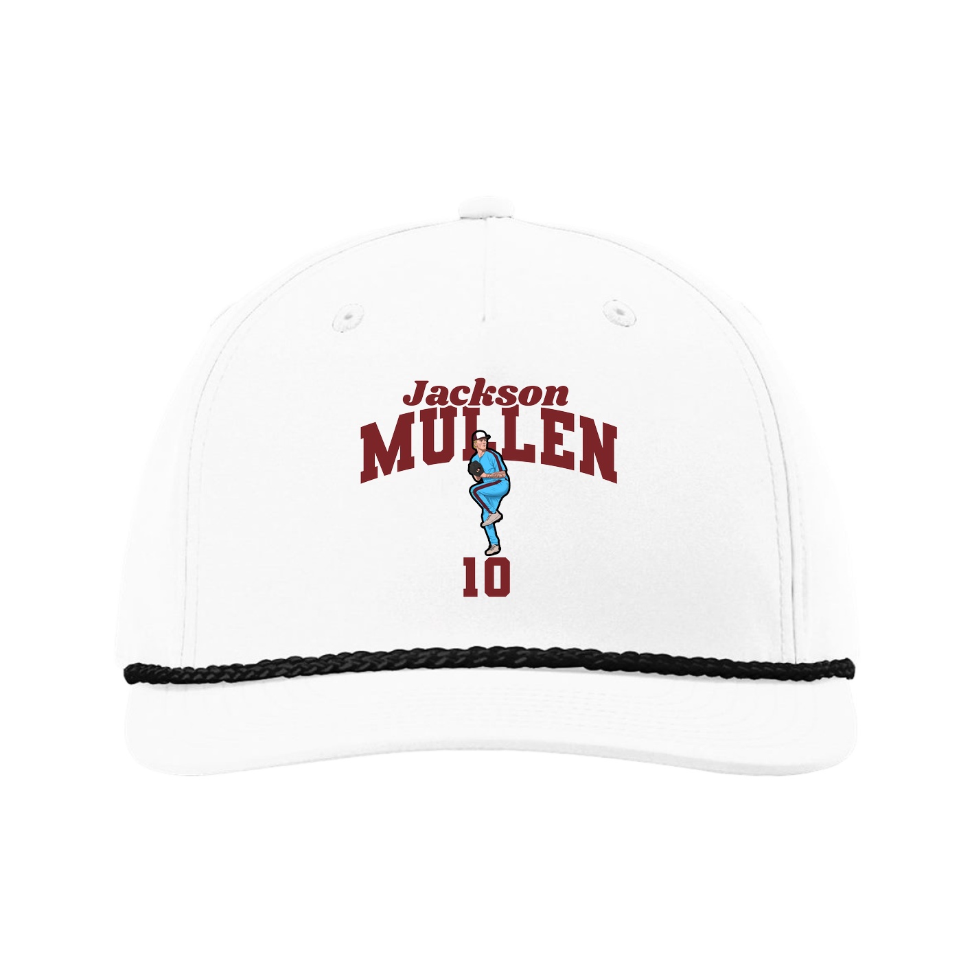 Five-Panel Classic Rope Cap — Signature Arch in White
