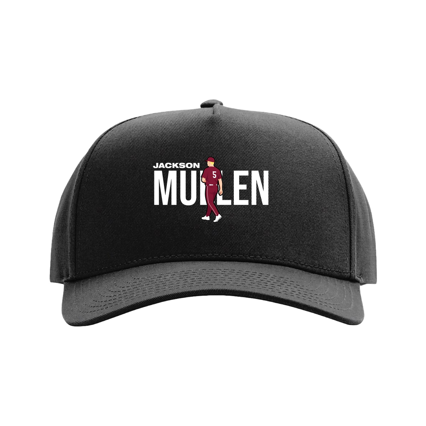 Full Fabric Five-Panel Champ Cap — Player Name in Black
