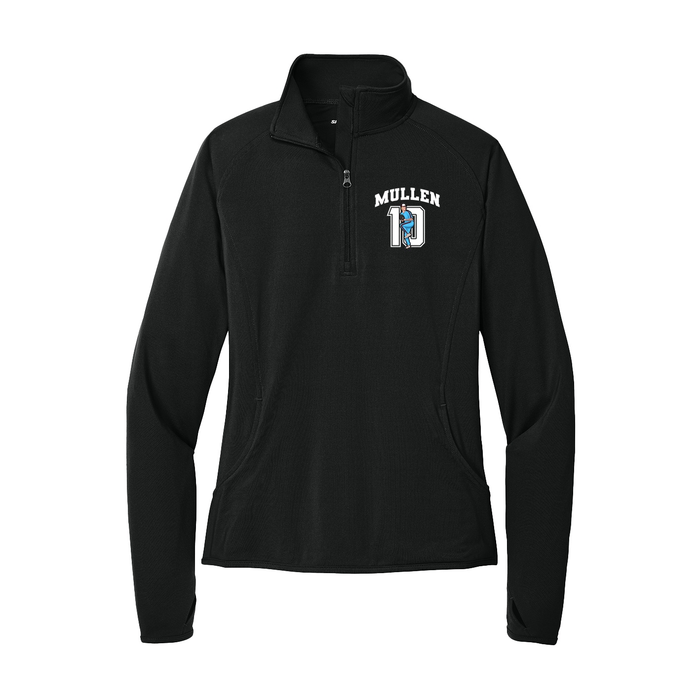 Women's Q-Zip Pullover — Number in Black