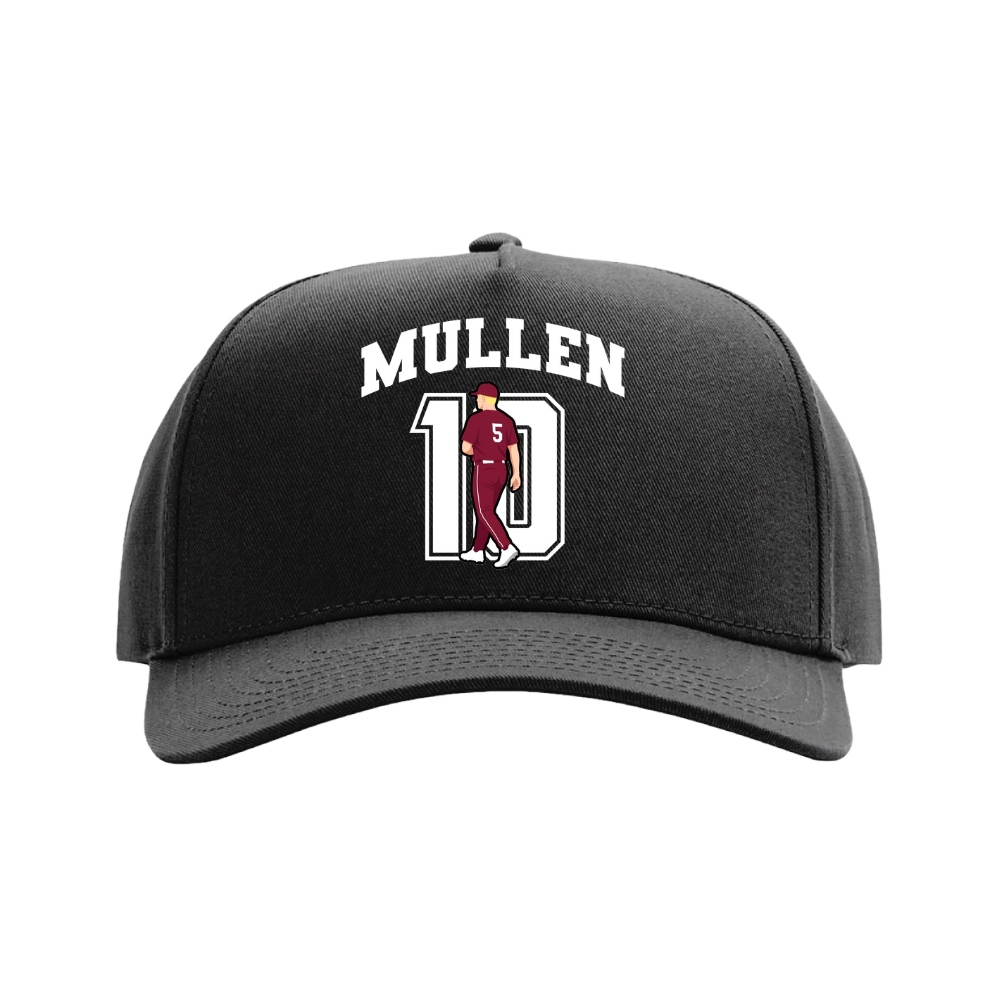 Full Fabric Five-Panel Champ Cap — Number in Black