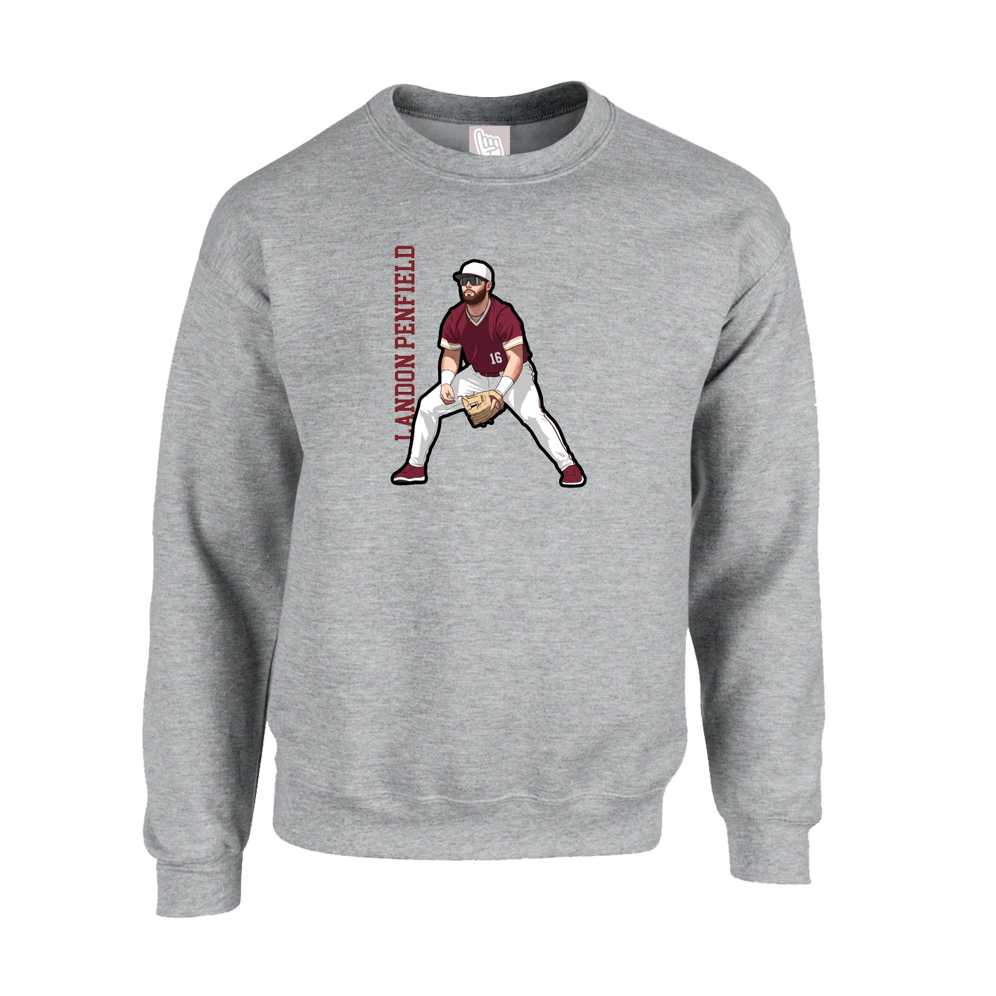 Fleece Crew — Name Vertical in Grey