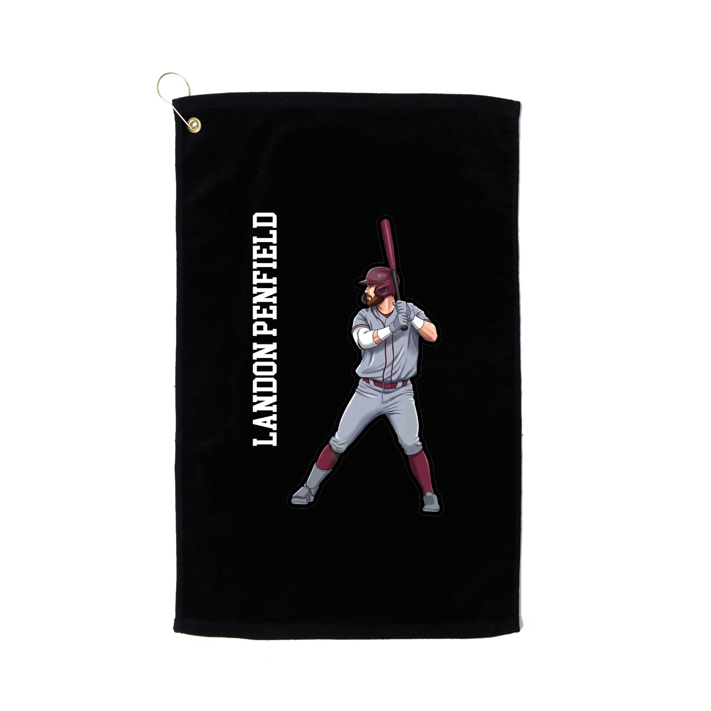 Golf Towel — Name Vertical in Black