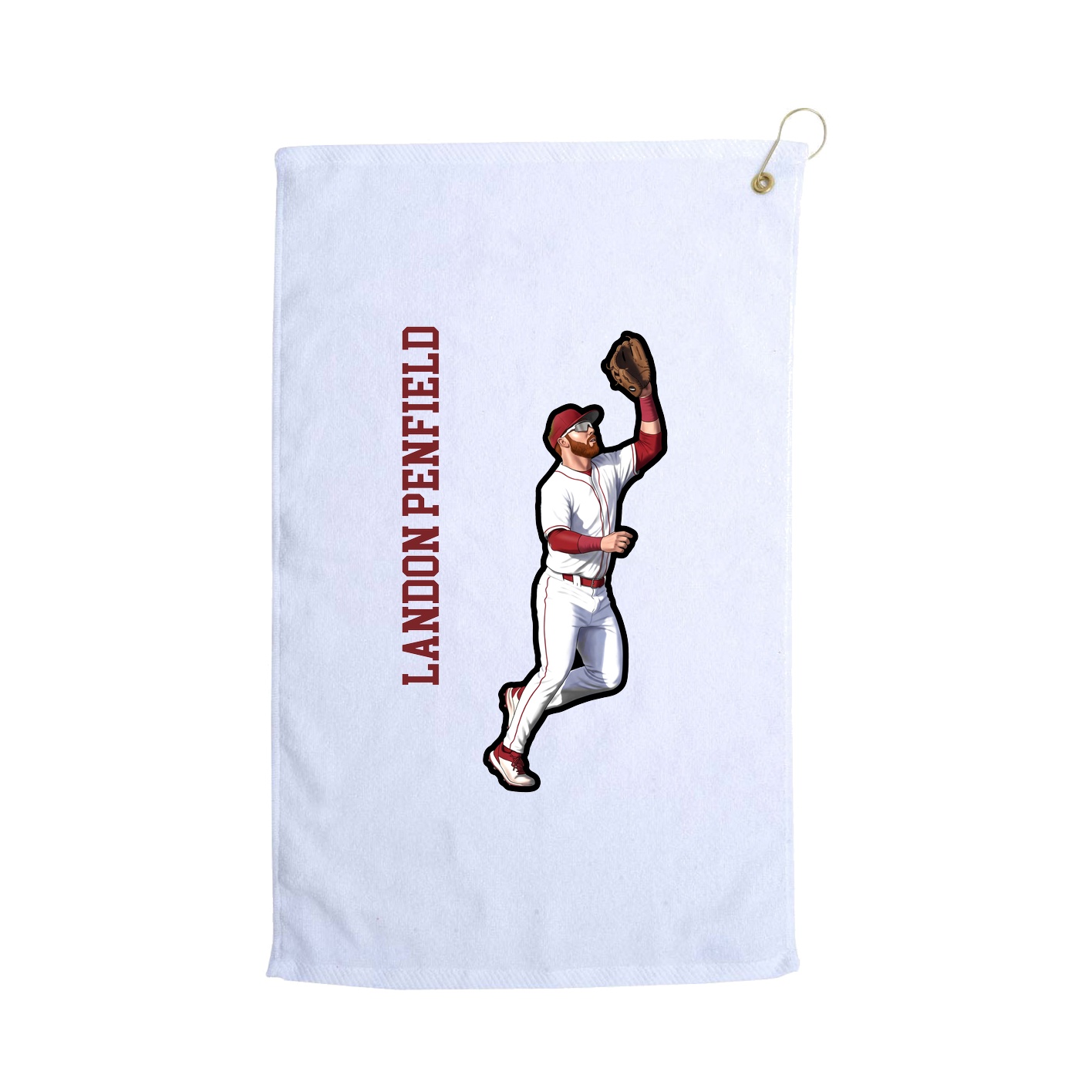 Golf Towel — Name Vertical in White