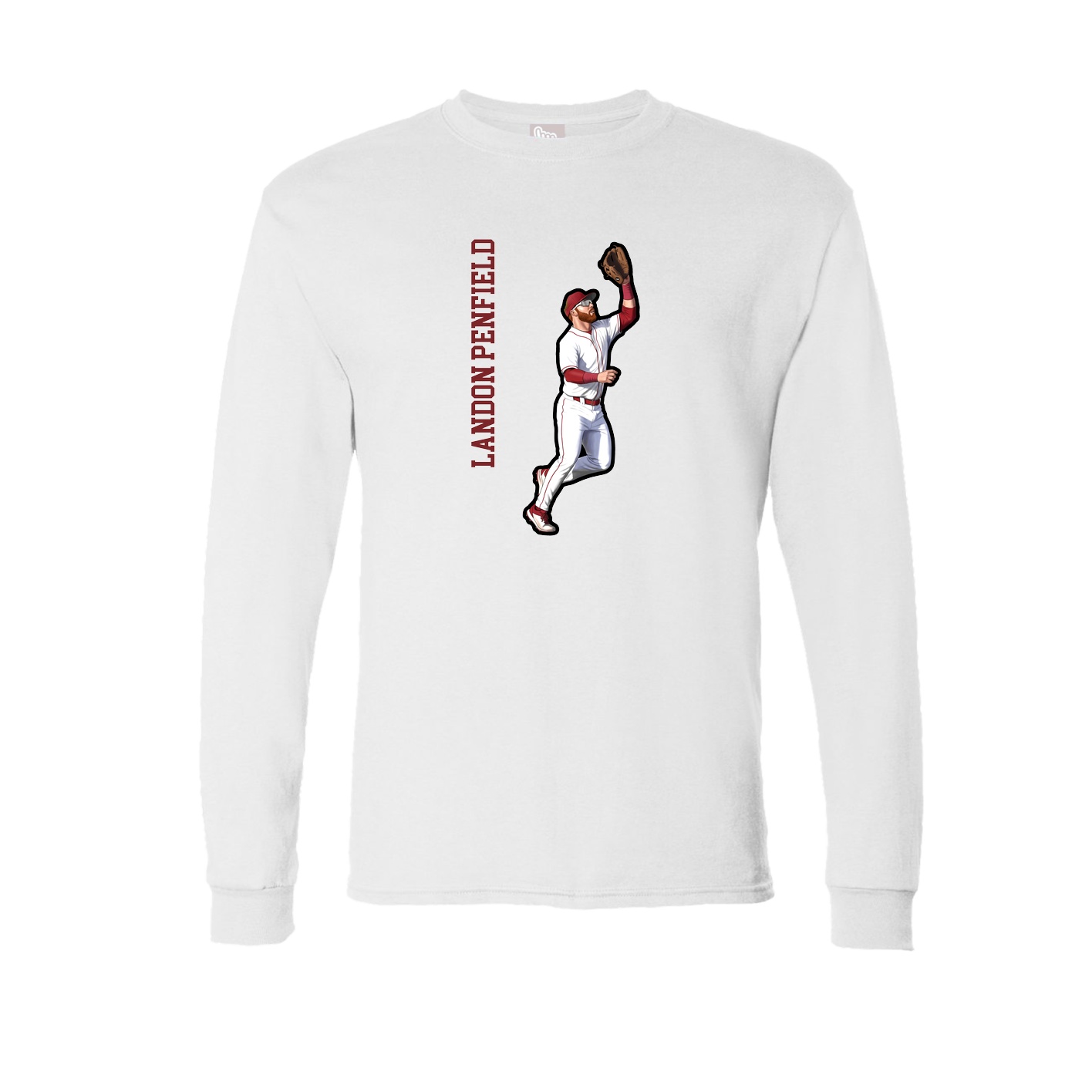 Long Sleeve Tee — Name Vertical in White