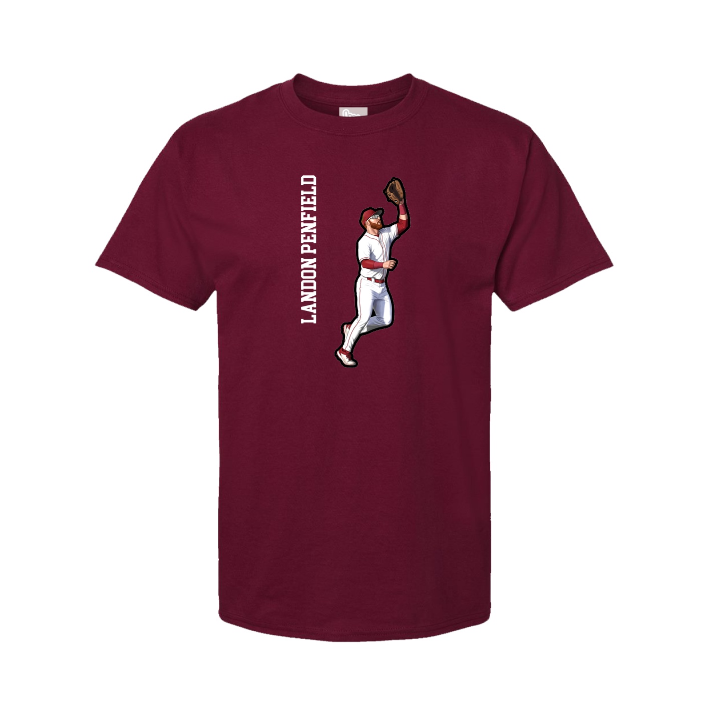 Youth Tee — Name Vertical in Cardinal