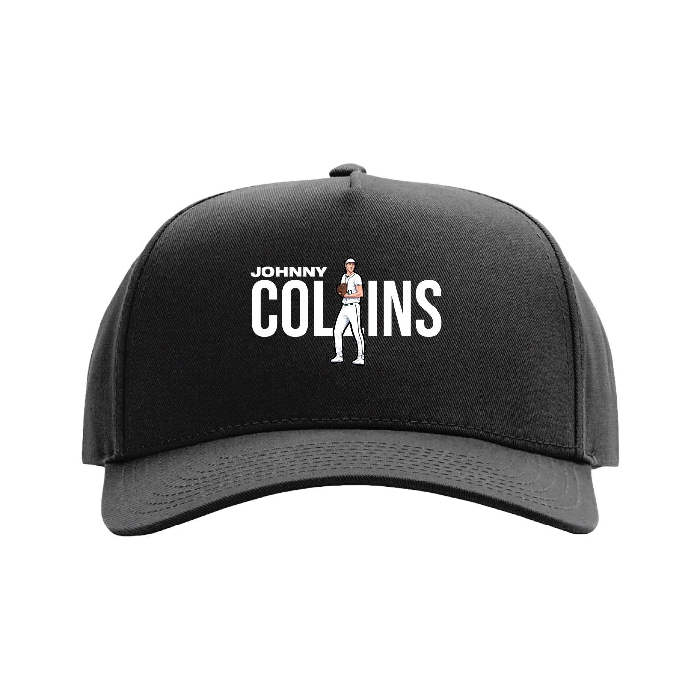 Full Fabric Five-Panel Champ Cap — Player Name in Black