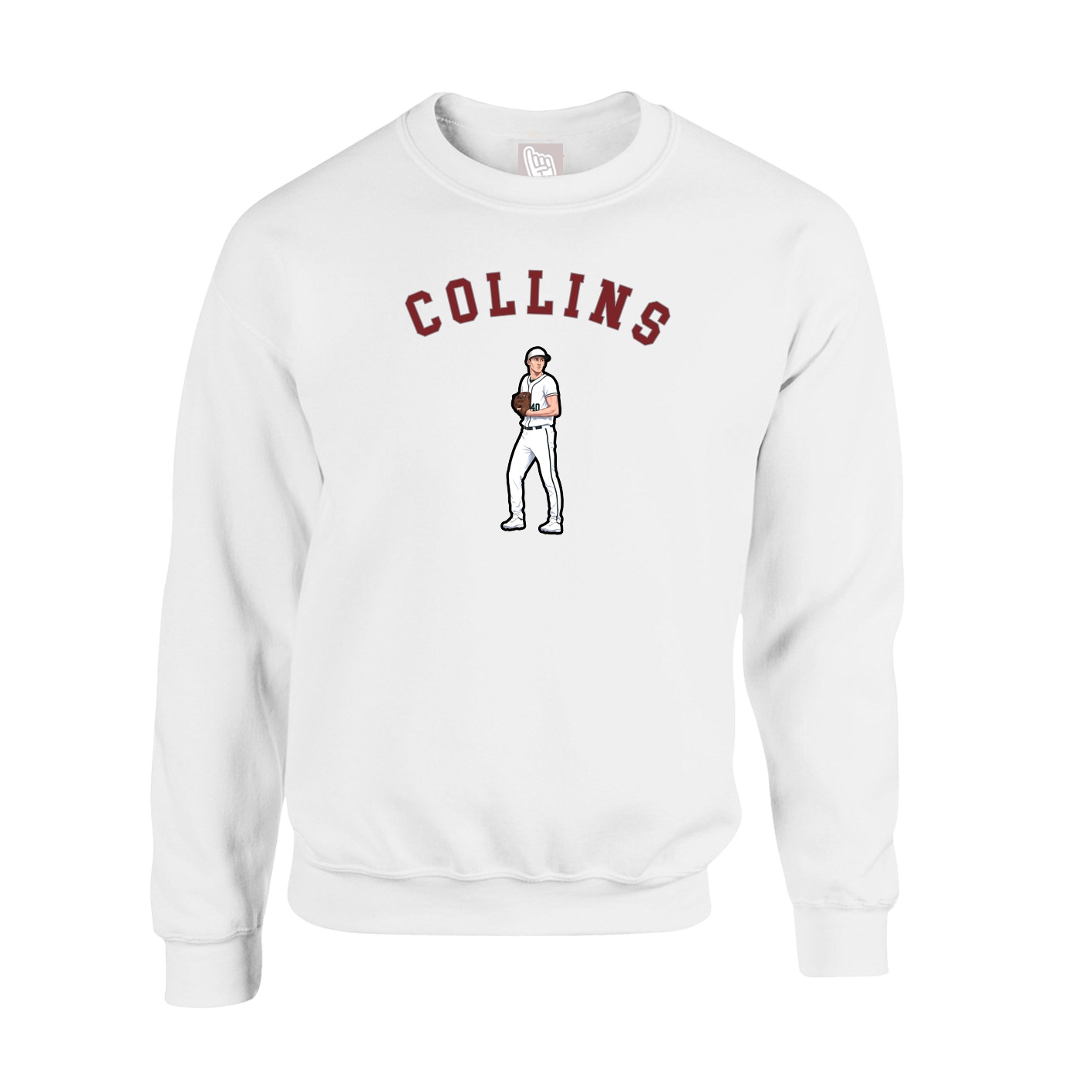 Fleece Crew — Shirsey Arch in White