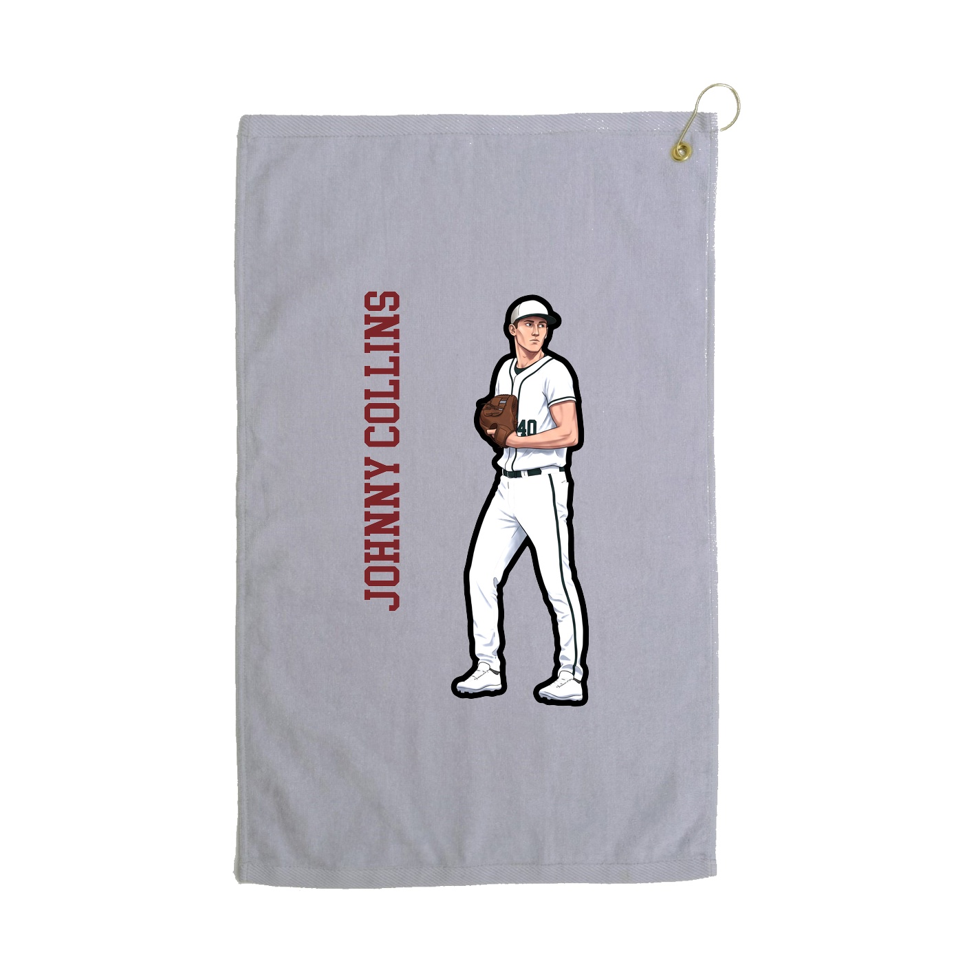Golf Towel — Name Vertical in Grey
