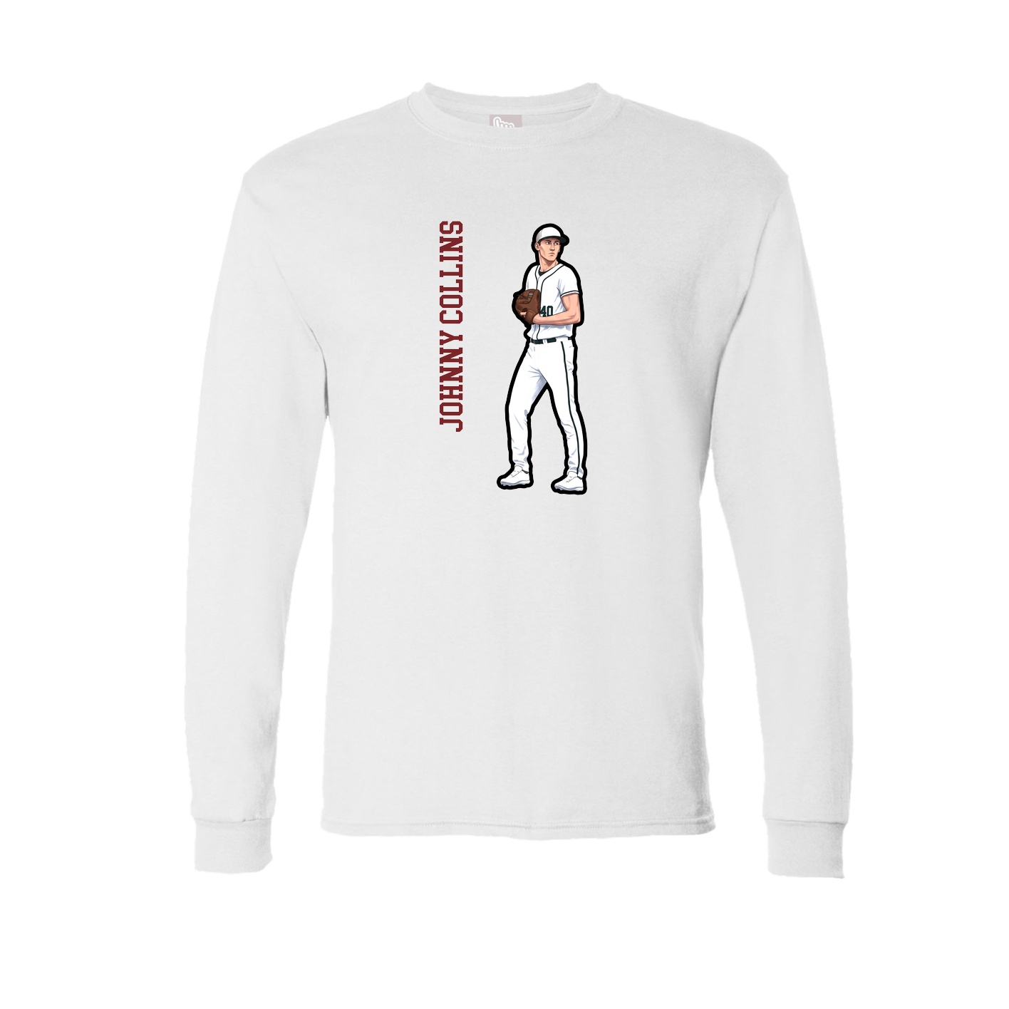 Long Sleeve Tee — Name Vertical in White