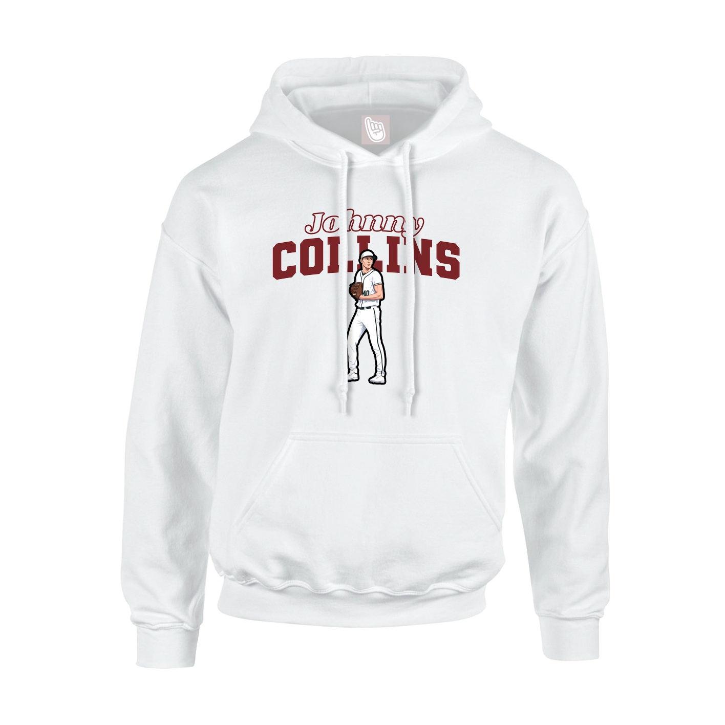 Youth Hoodie — Name Arch in White