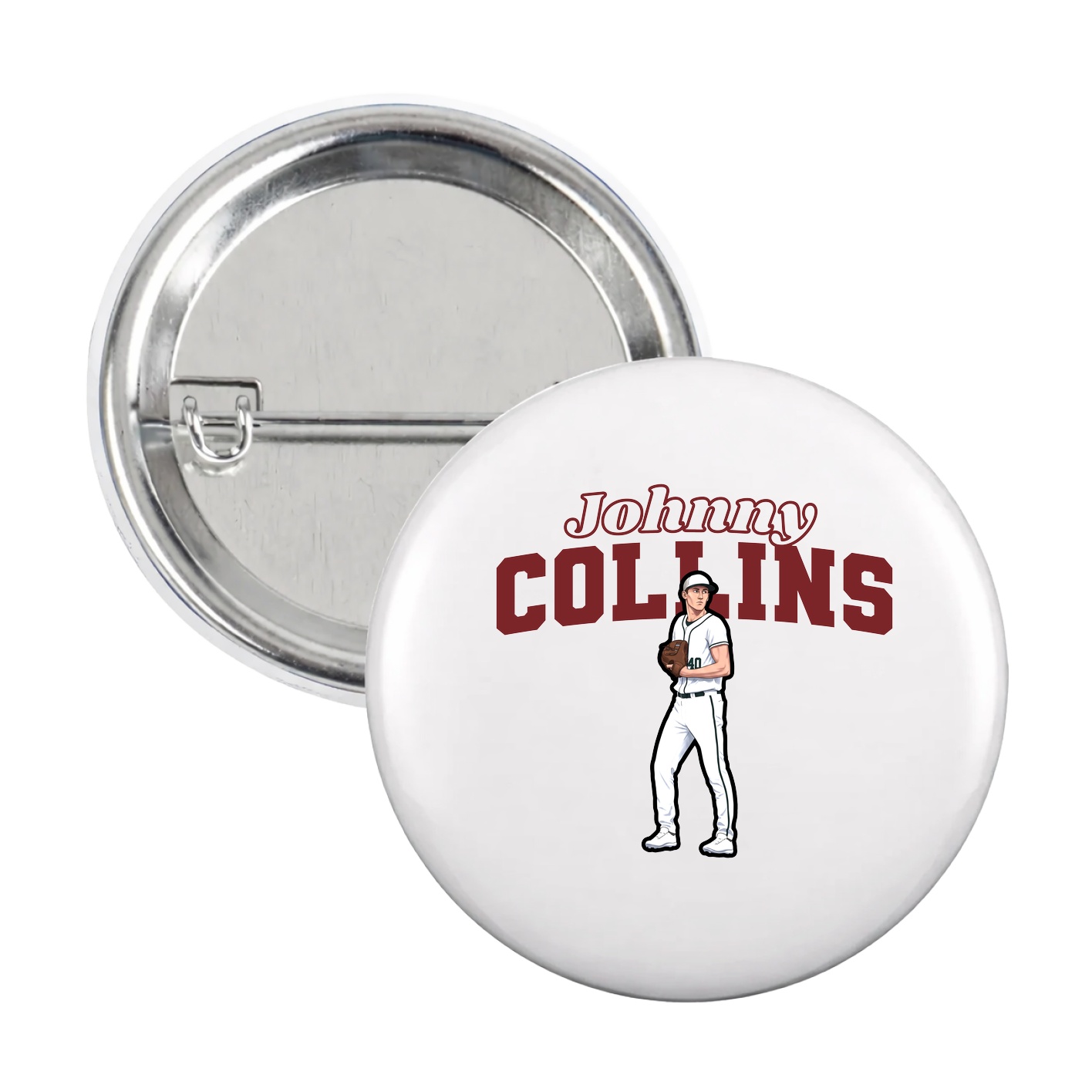 Game Day Button — Name Arch in White