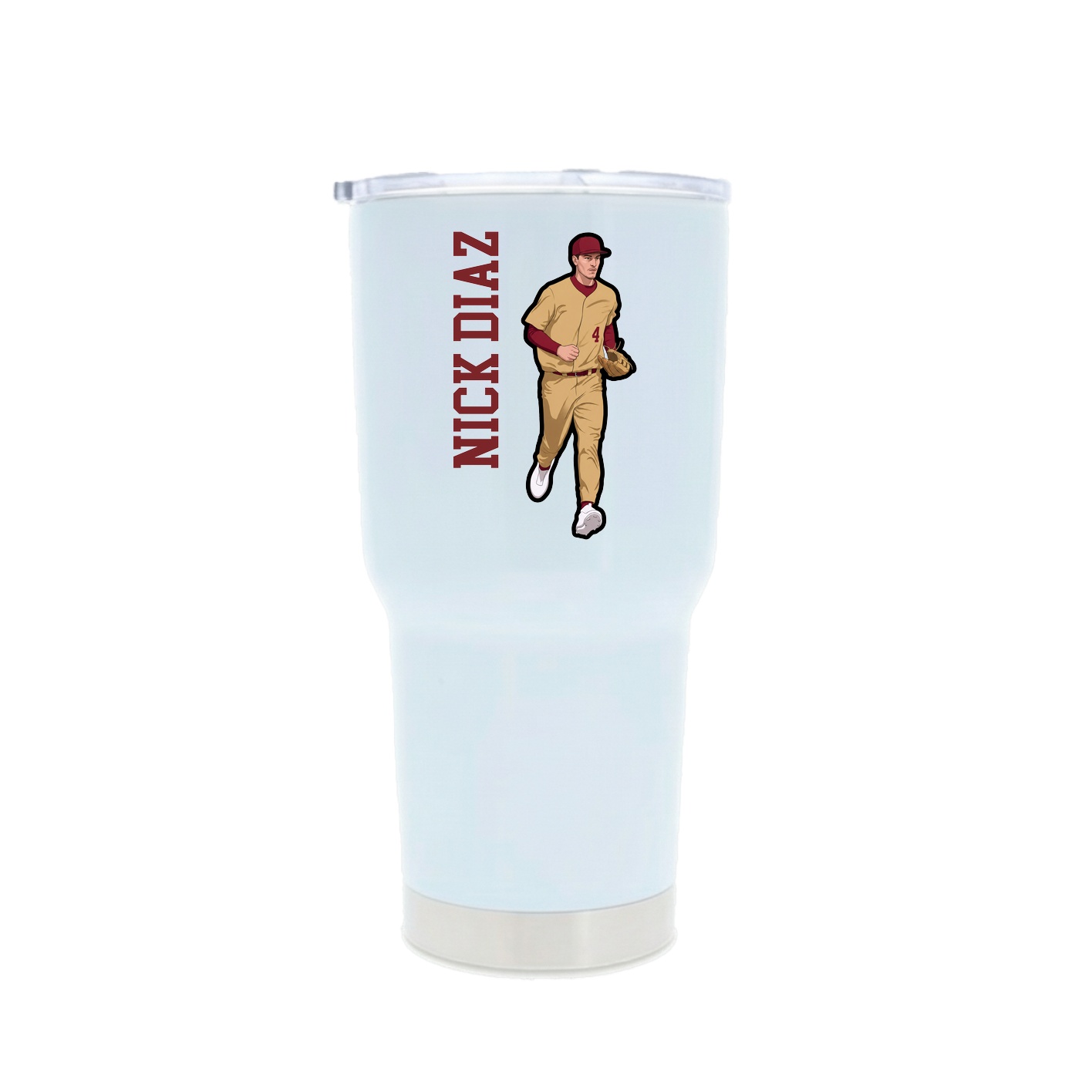 30oz Stainless Steel Tumbler — Name Vertical in White