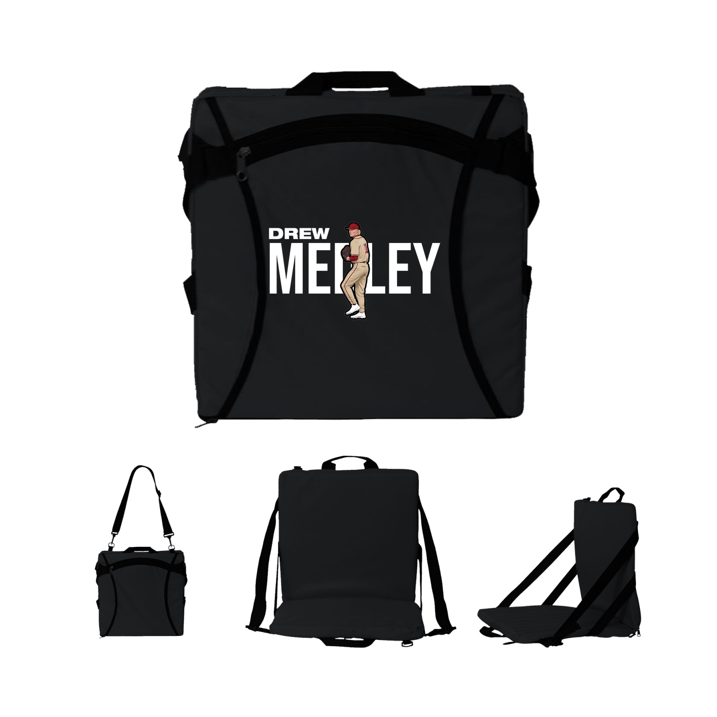 Folding Stadium Seat — Player Name in Black