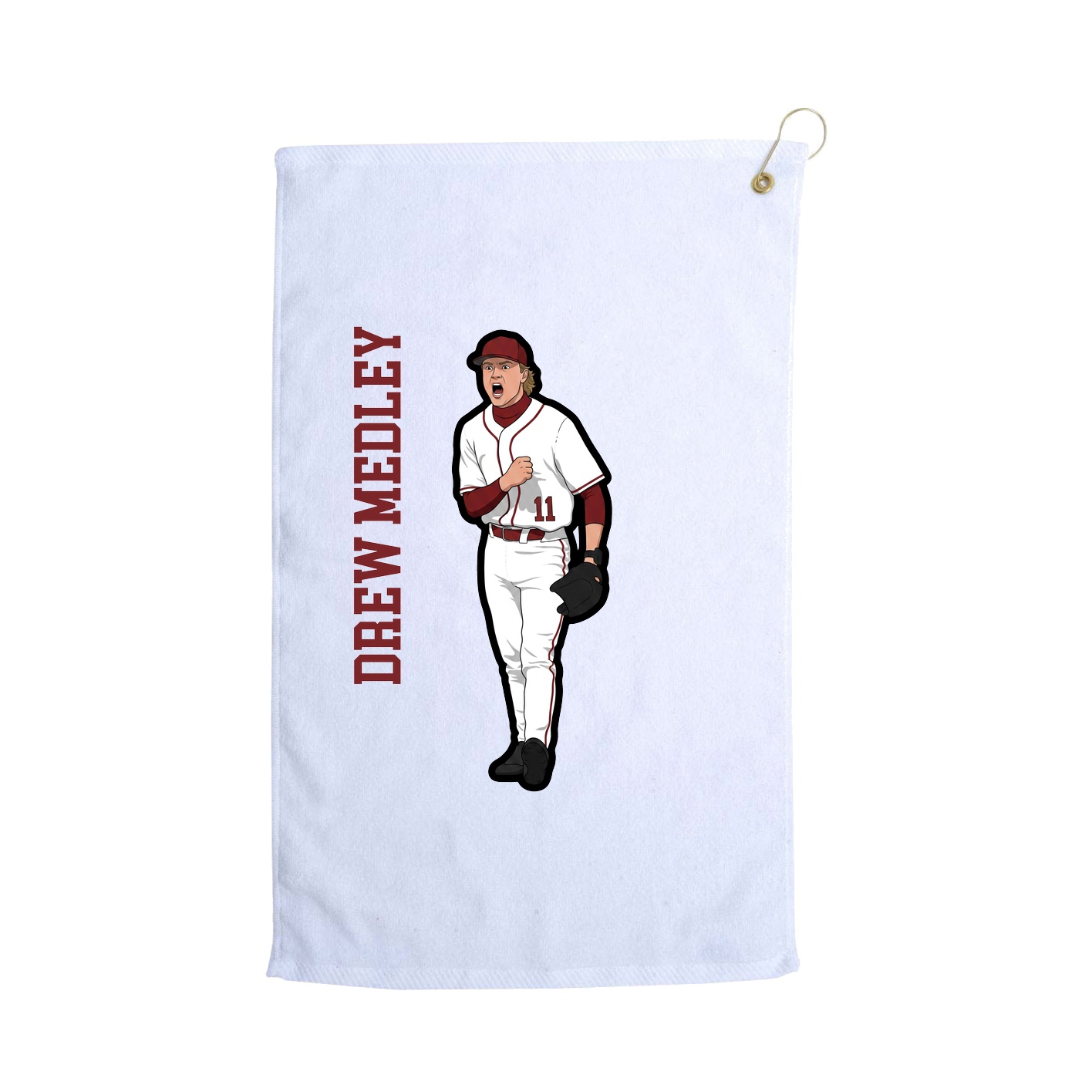 Golf Towel — Name Vertical in White